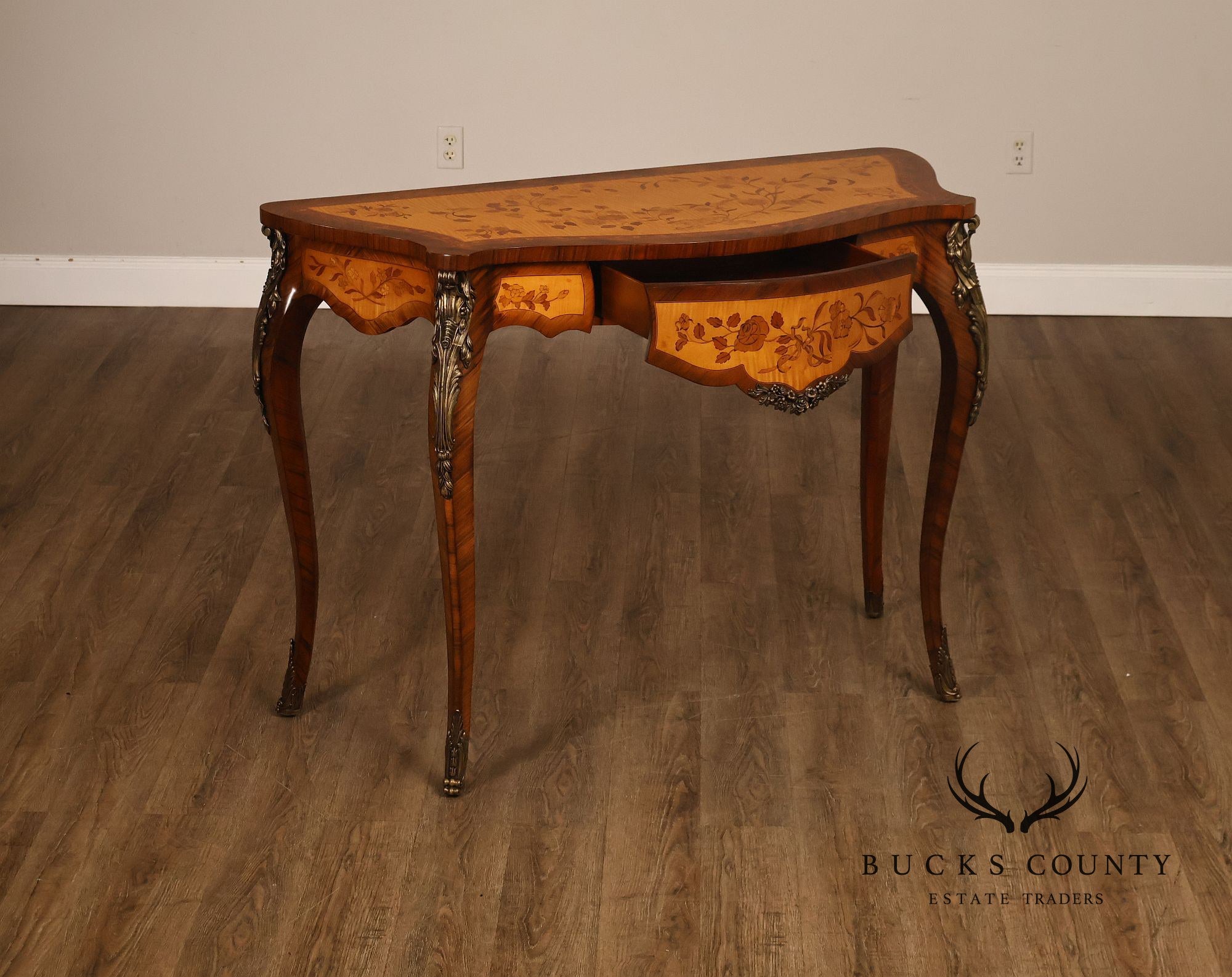 Maitland-Smith French Louis XV Style Inlaid Console Table