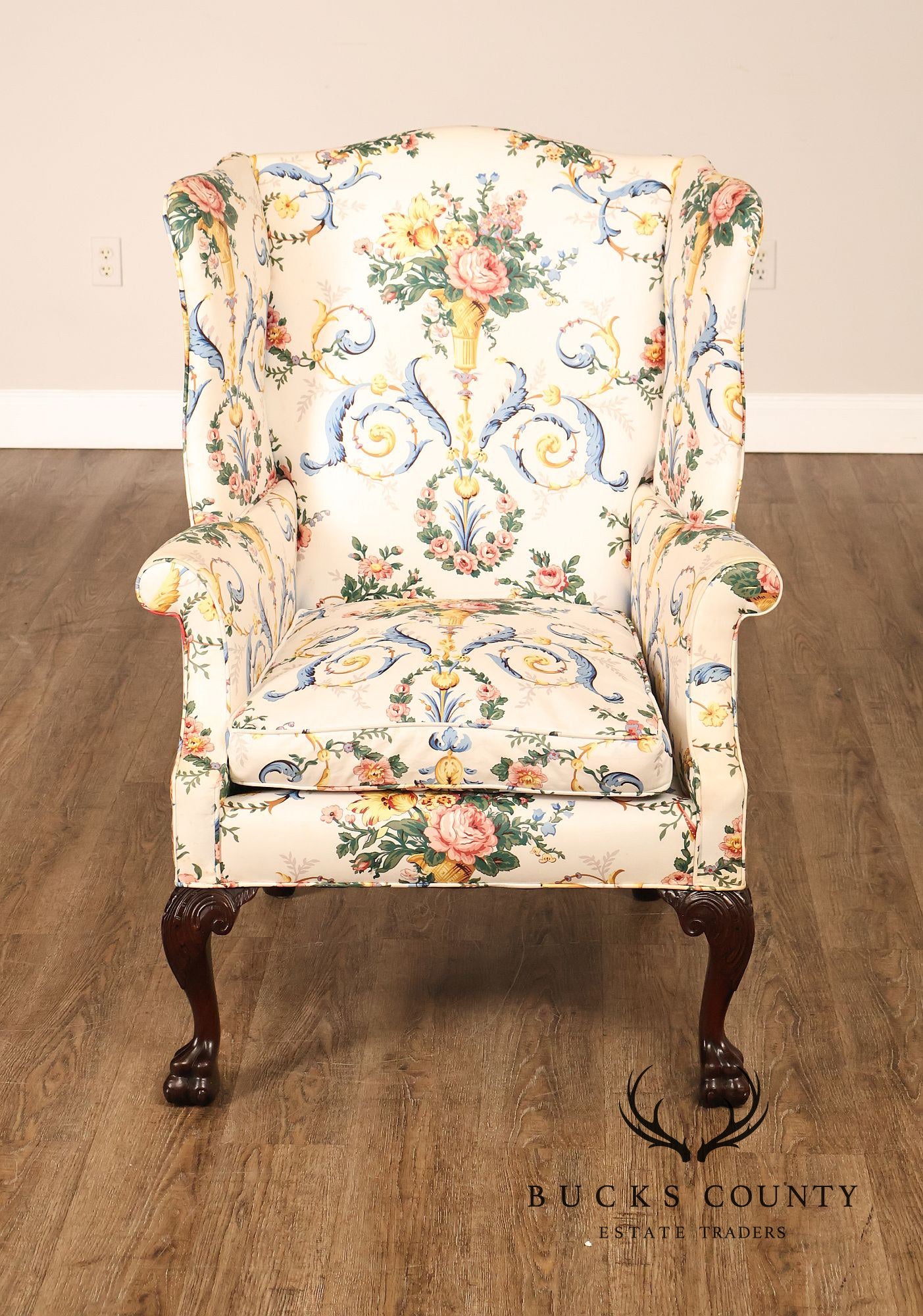 Georgian Style Upholstered Wing Chair