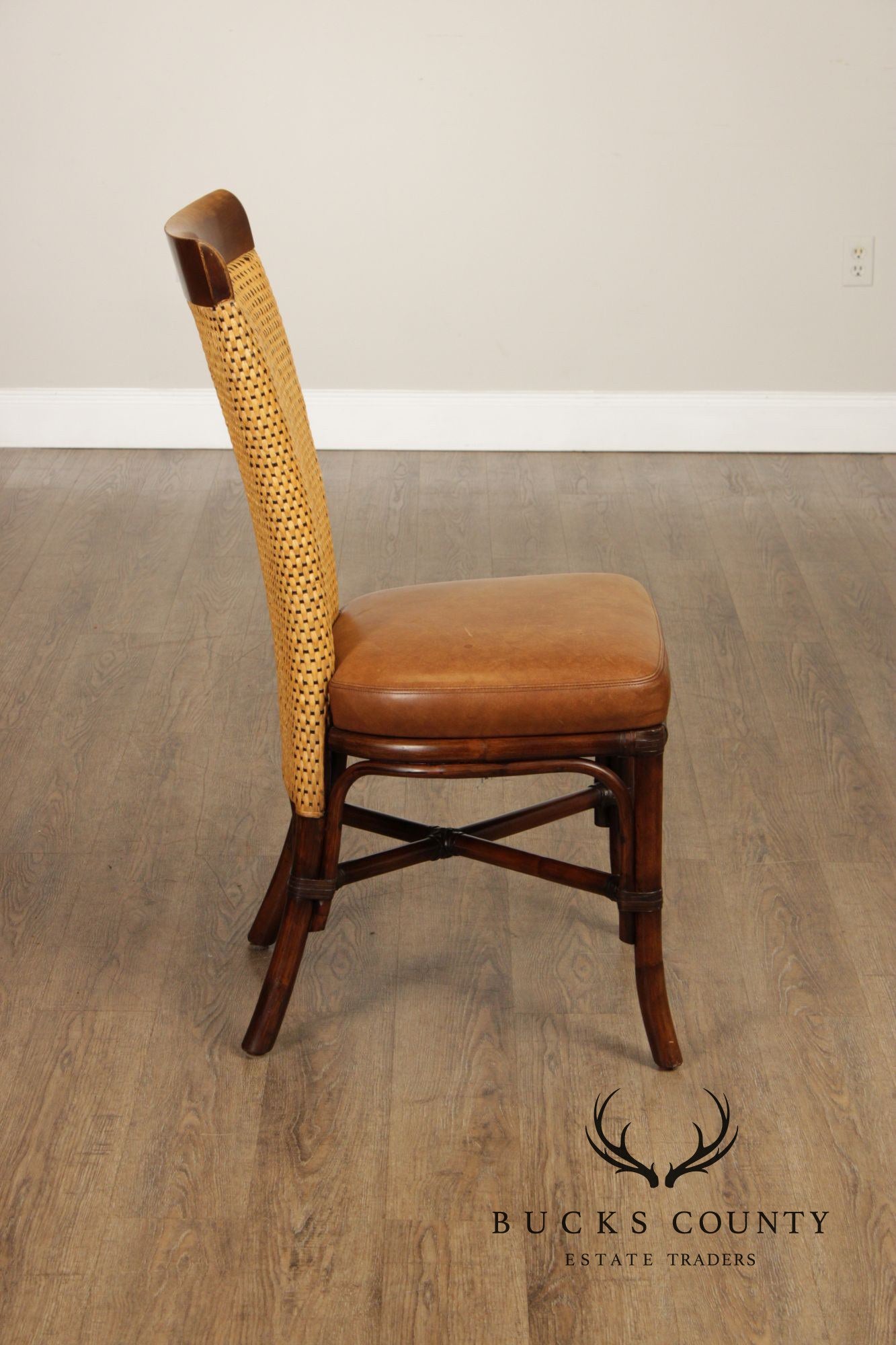 Palecek British Colonial Style Bamboo and Rattan Side Chair