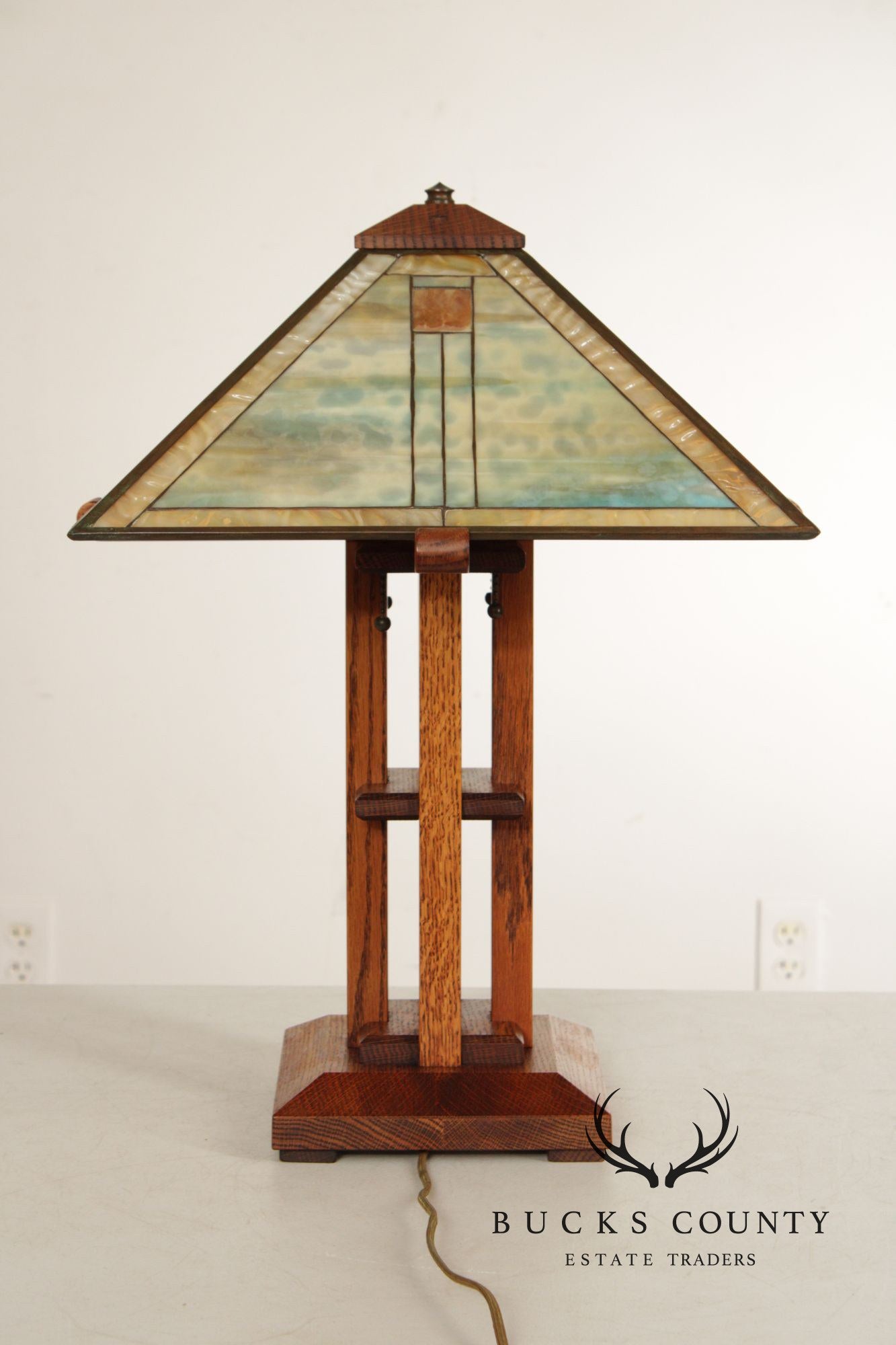 Aurora Studios Arts & Crafts Prairie Style Leaded Glass Table Lamp