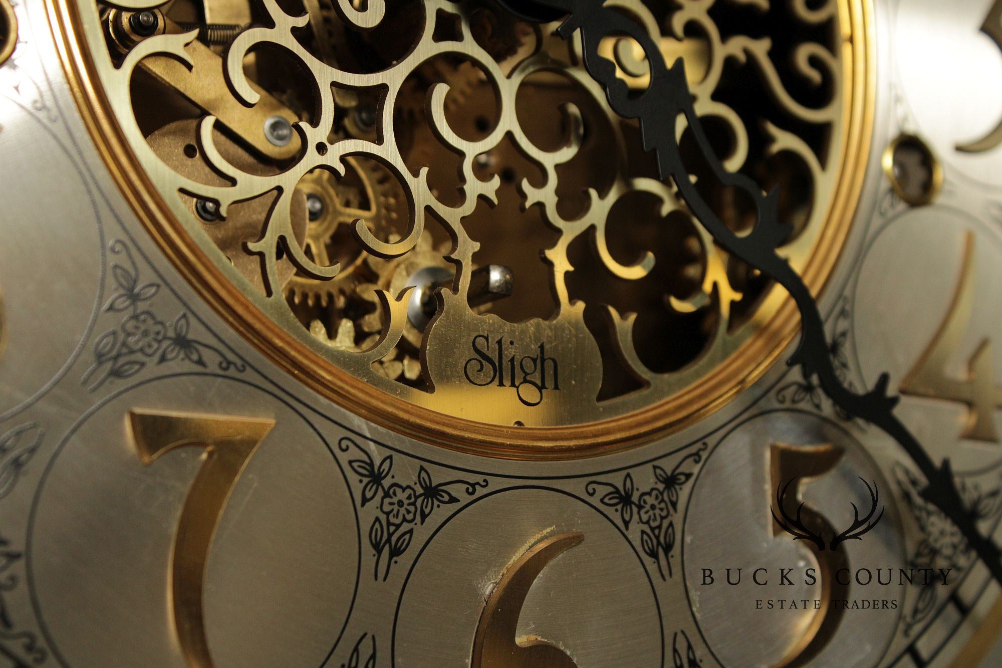 Sligh Mahogany Inlaid Grandfather Clock With Moon Phase Dial