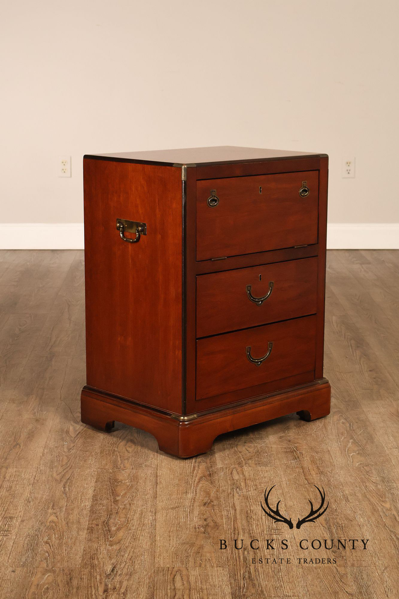 National Mt. Airy Campaign Style Pair of Cherry Nightstands