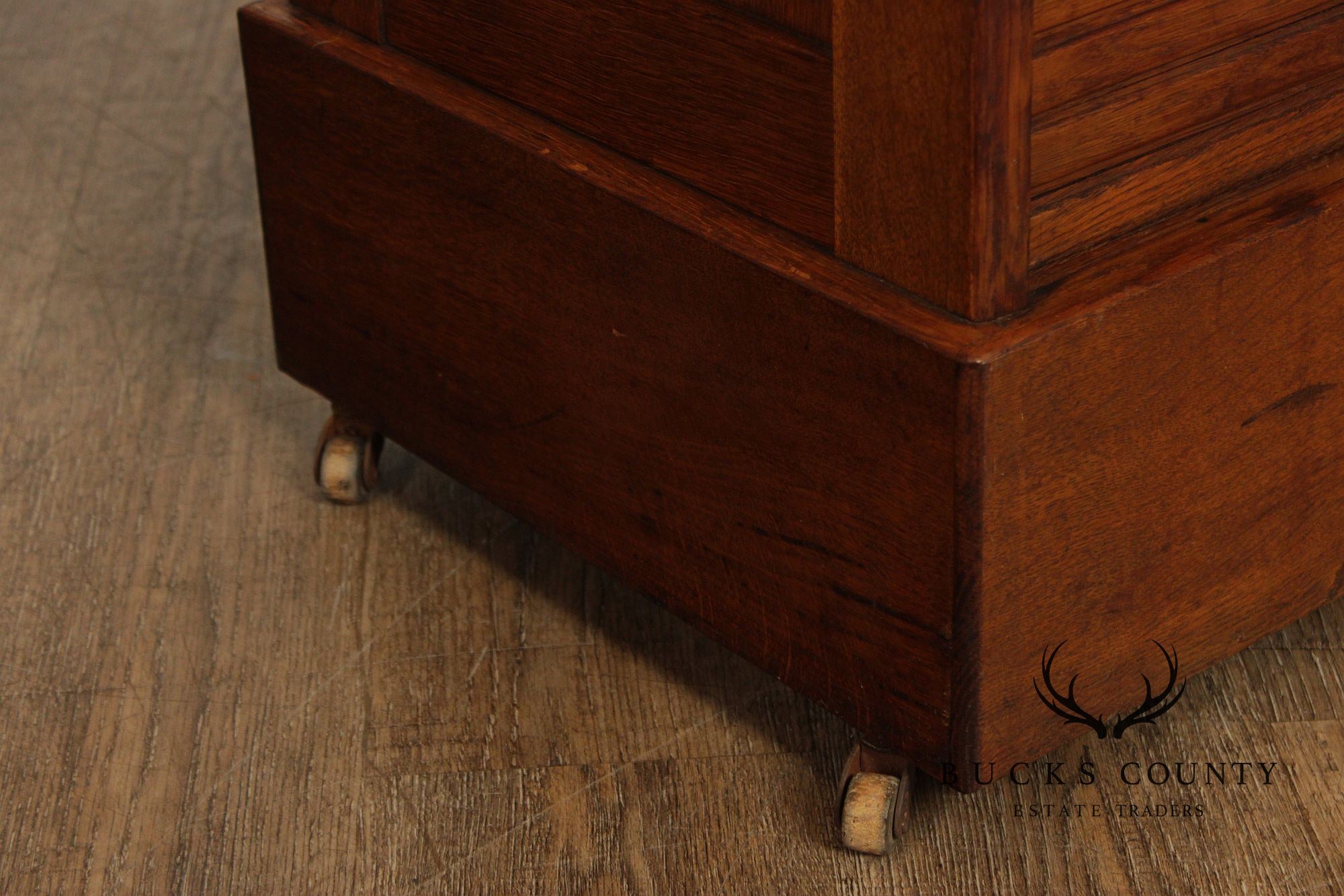 Antique Arts & Crafts Oak Tambour File Cabinet