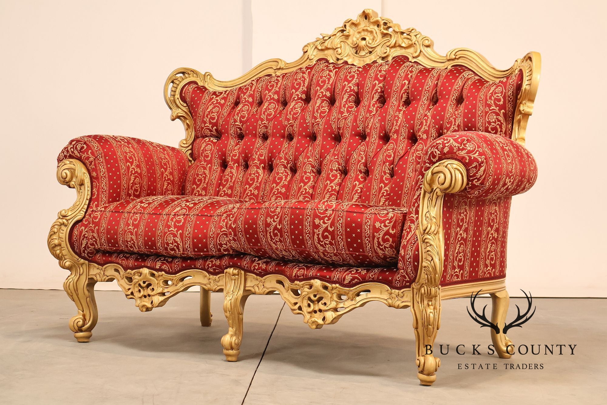 Baroque Style Giltwood Tufted Sofa