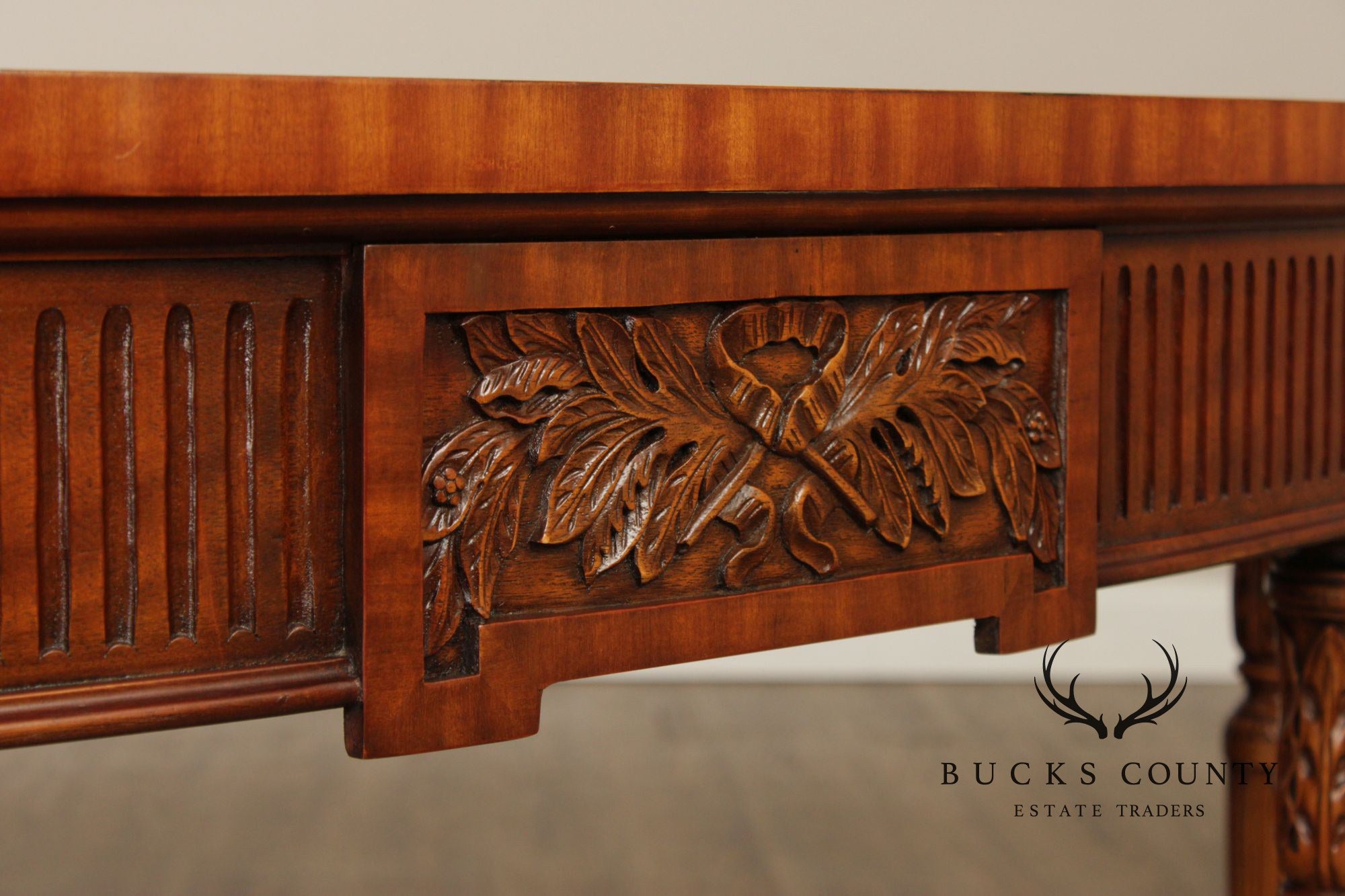 Maitland Smith Adams Paint Decorated Demilune Console Table