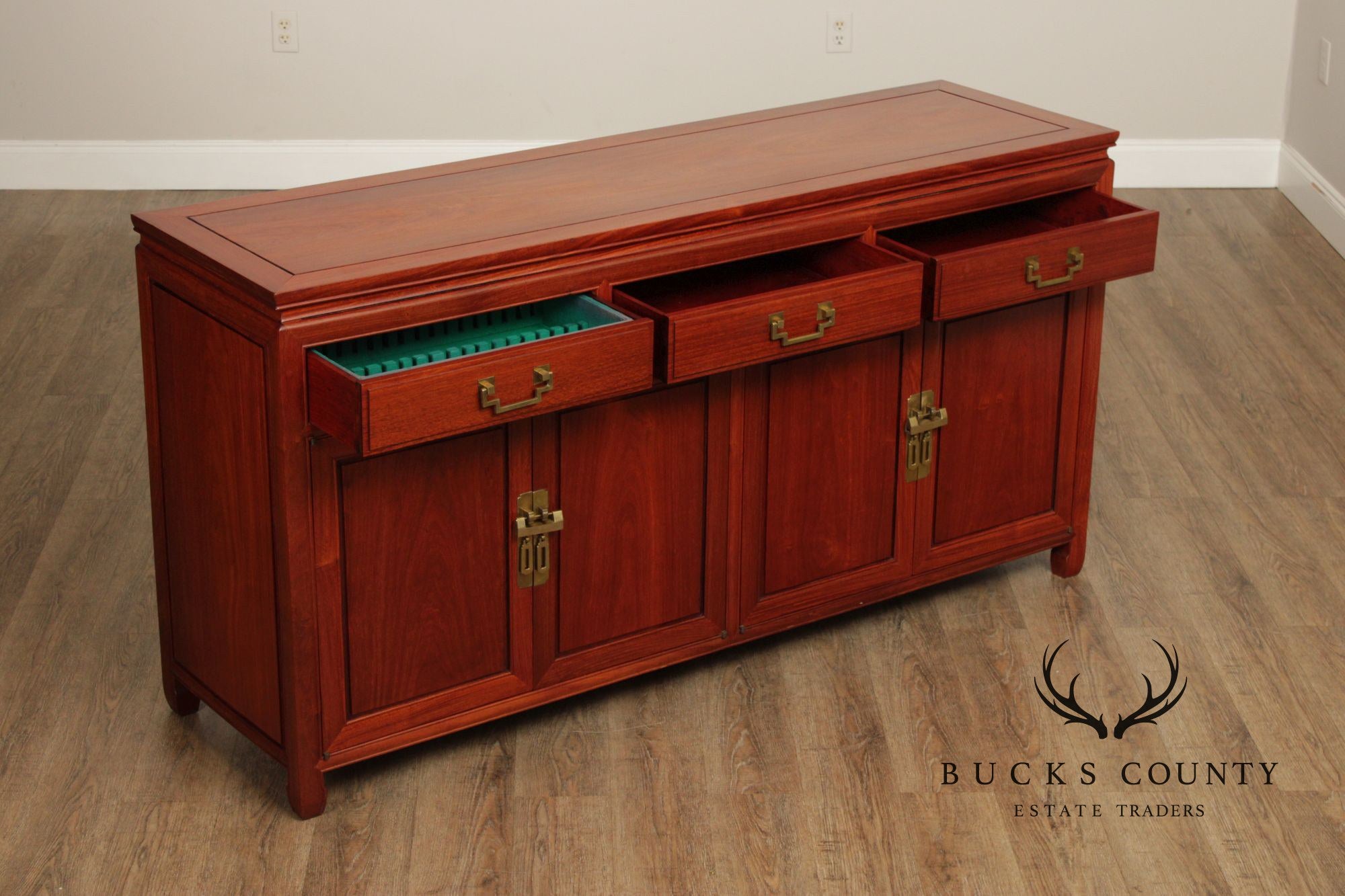 George Zee Chinoiserie Teak Sideboard