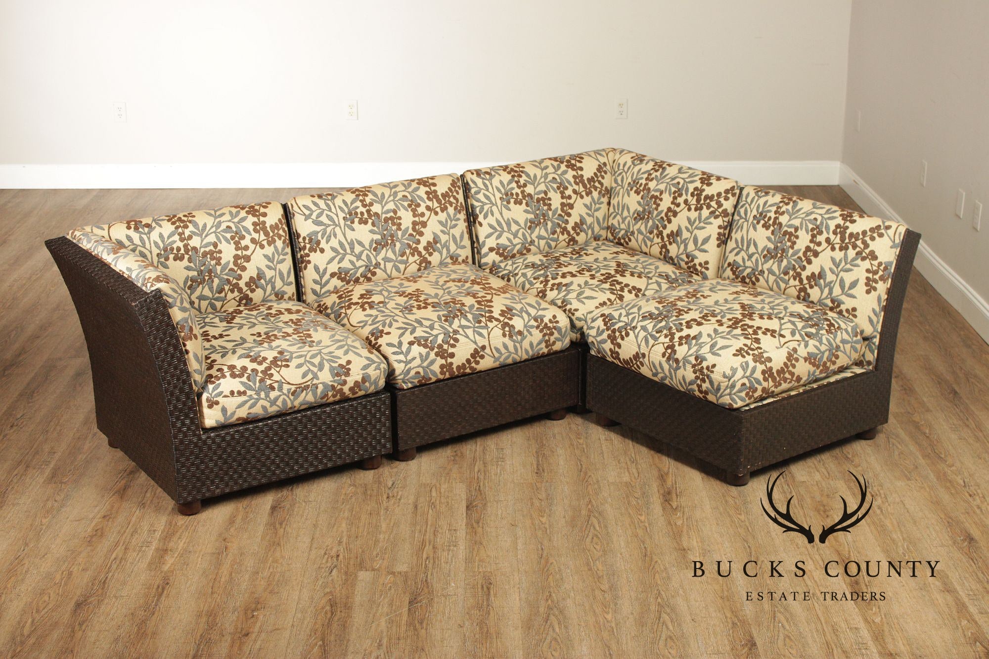 Orlando Diaz-Azcuy For McGuire Cambay Woven Wicker4 Part Sectional Sofa