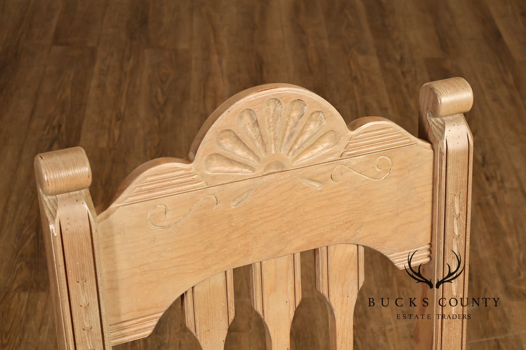 Southwest Style Vintage Set of Six Carved Pine Dining Chairs