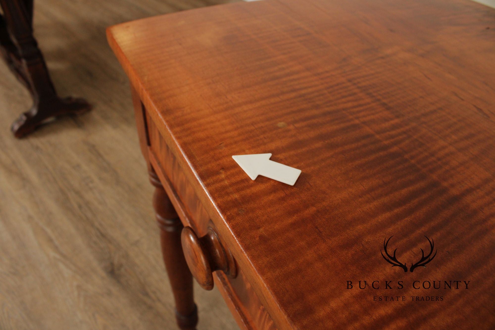Antique Sheraton Tiger Maple And Walnut Side Table