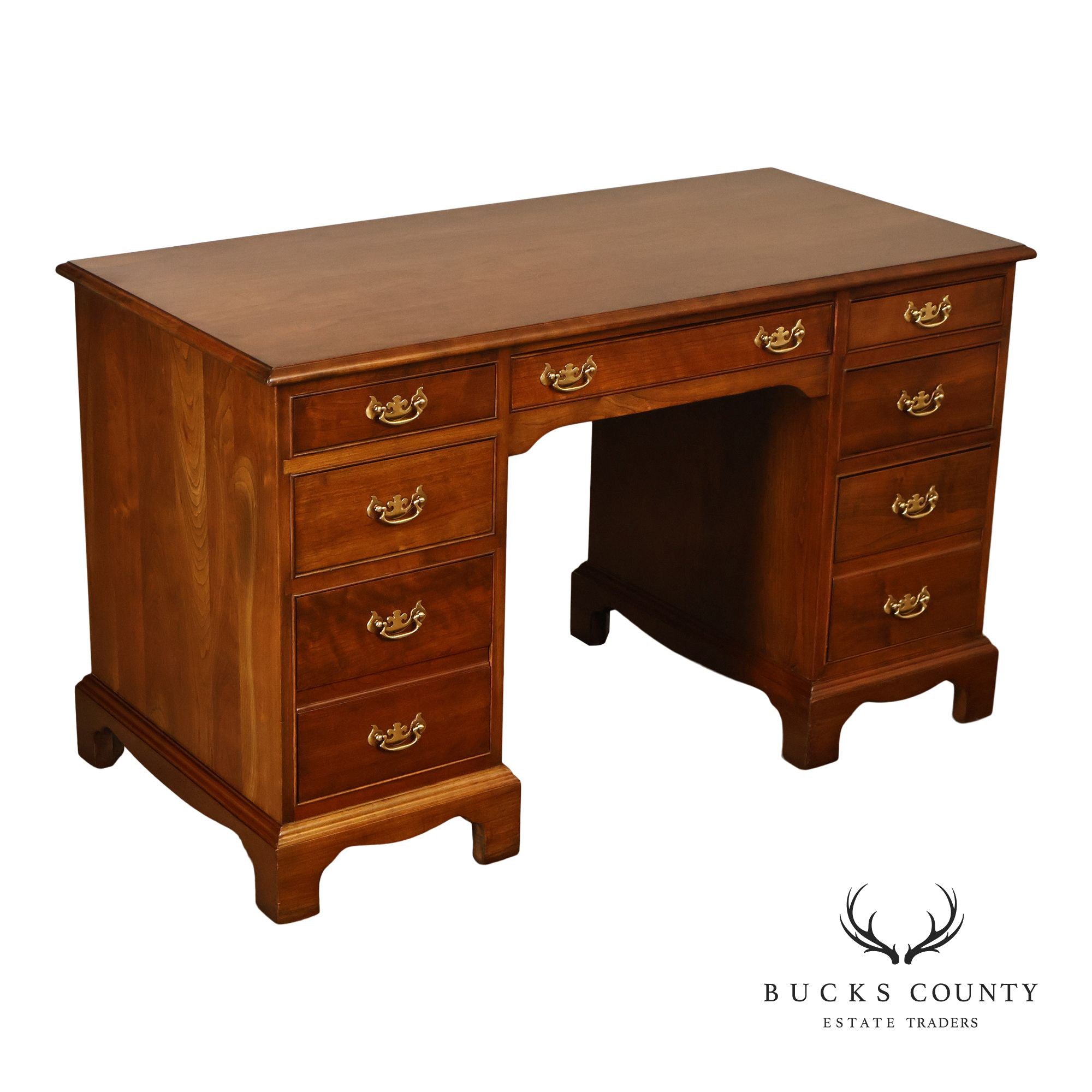 Stickley Chippendale Style Cherry Kneehole Desk