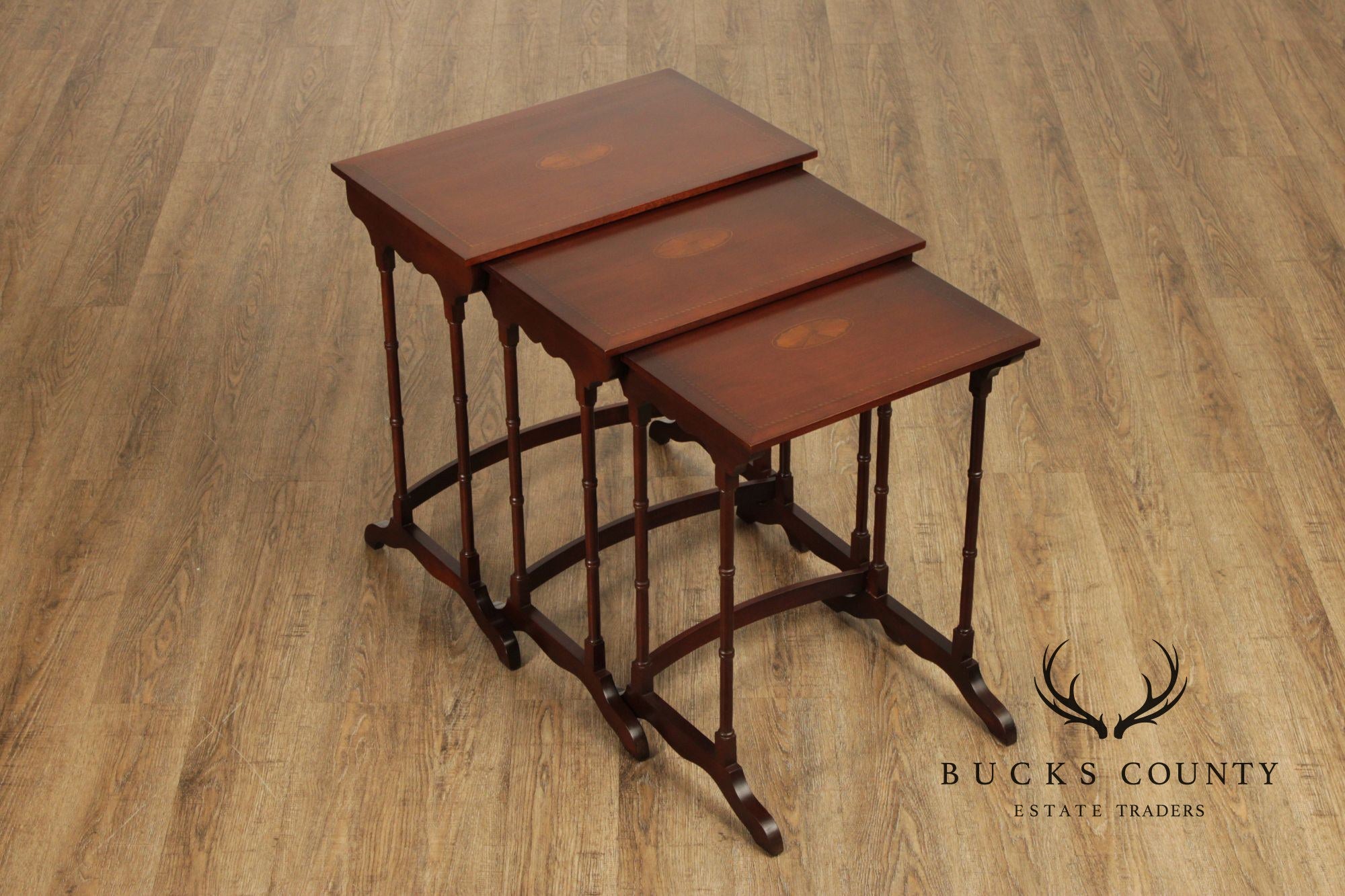 Colony Furniture Regency Style Inlaid Mahogany Nesting Tables