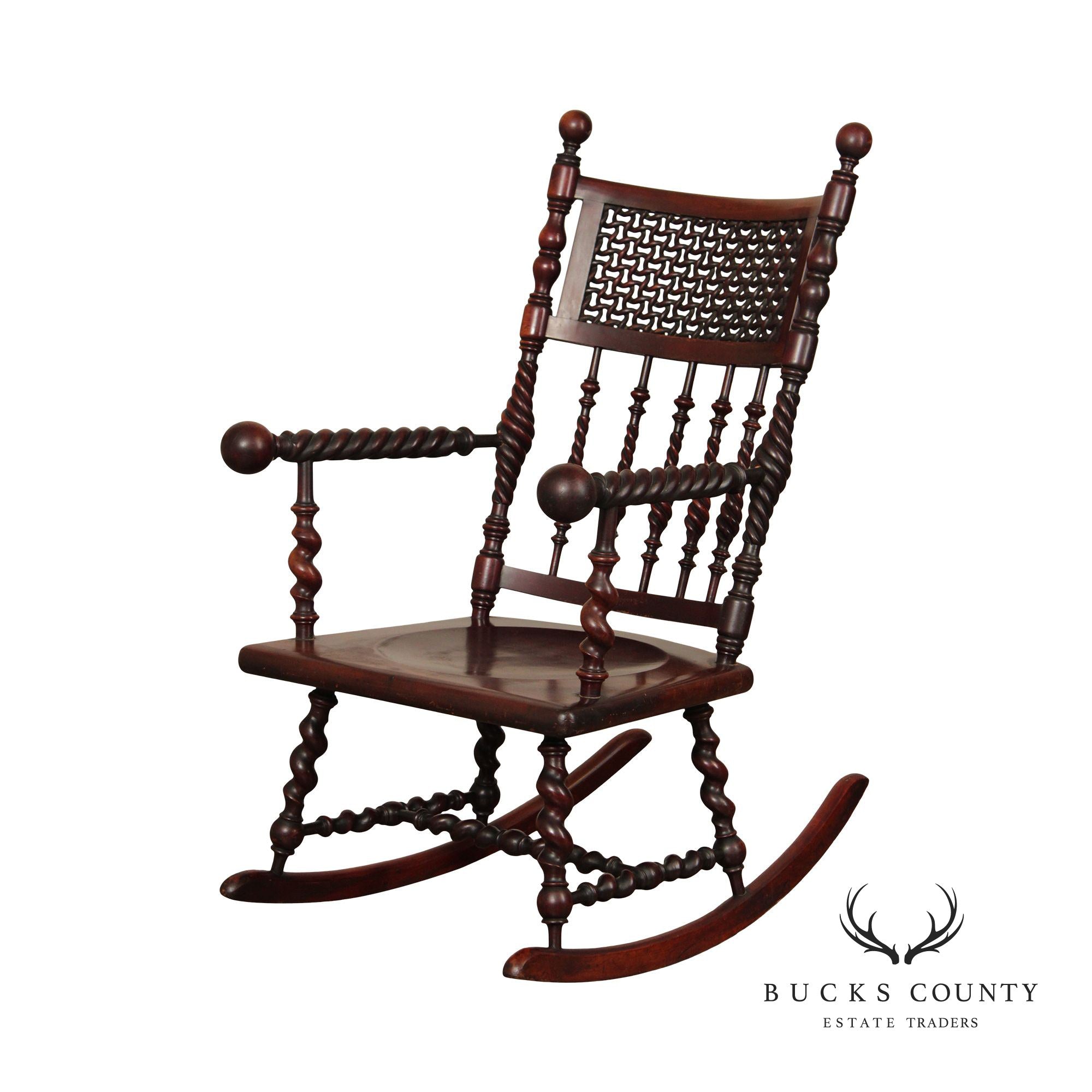 Merklen Brothers Renaissance Revival Mahogany Rocking Chair