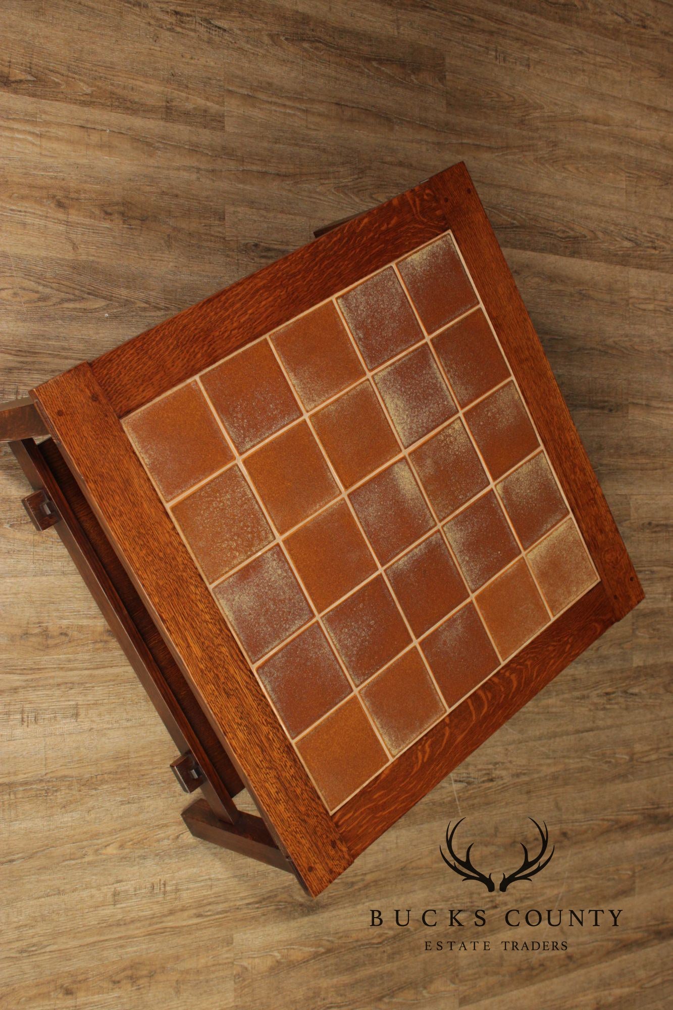 Stickley Mission Collection Oak Tile Top Coffee Table