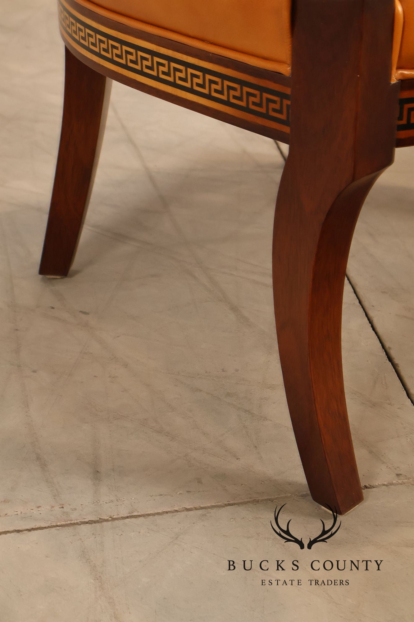 Neoclassical Empire Style Pair Of Mahogany And Leather Armchairs