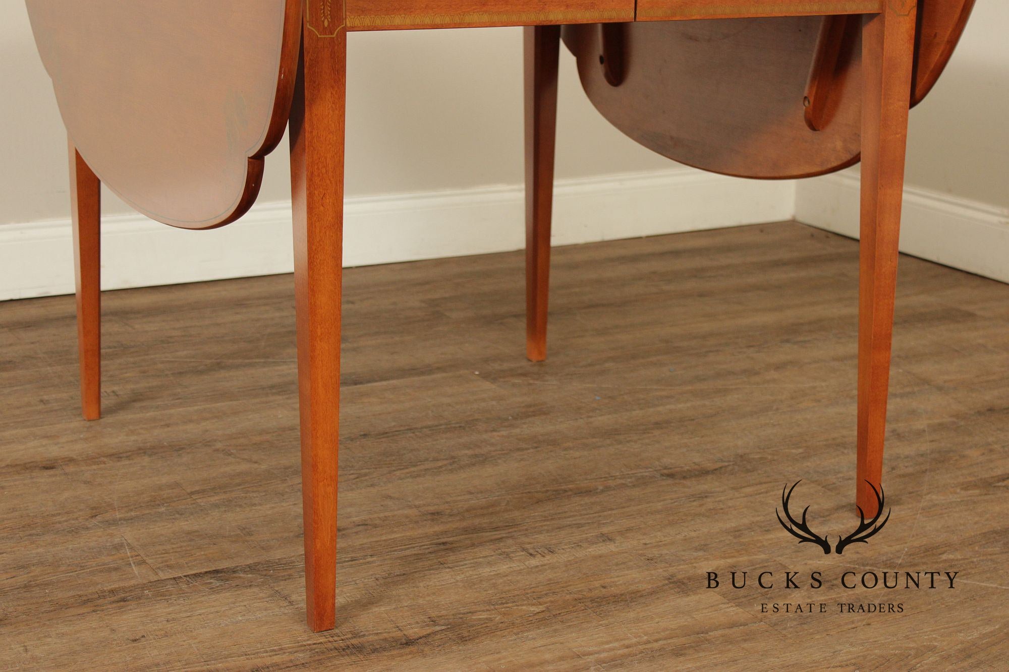 L. Hitchcock Maple Stenciled Drop Leaf Extension Dining Table