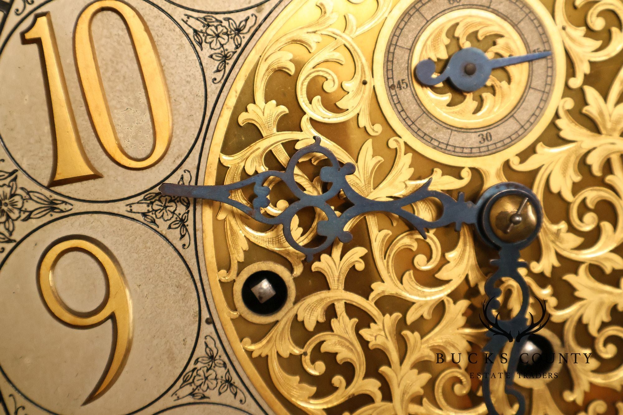 American Chime Clock Co Nine Tube Grandfather Clock with Moon Dial and Westminster Chime Movement