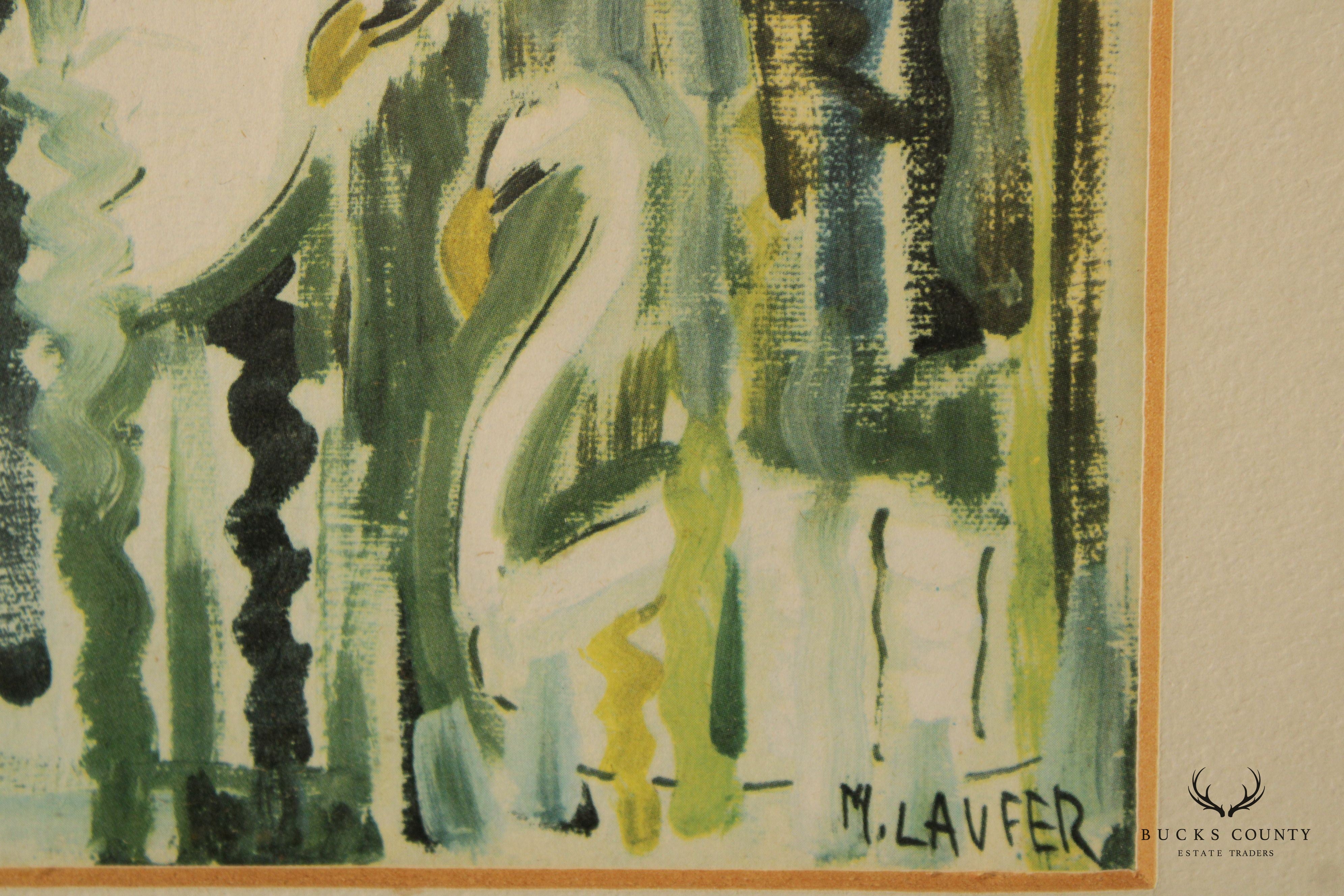 Milia Laufer Impressionist Style Framed Swan Print