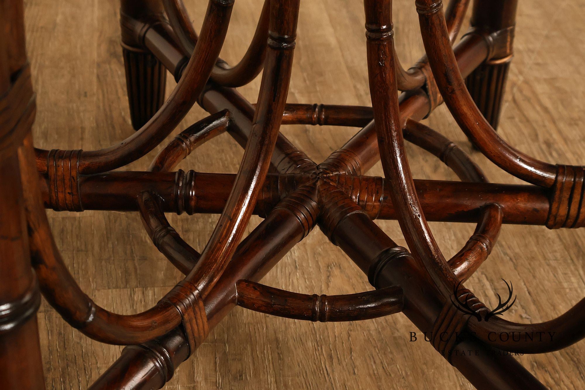 Faux Bamboo Base 48" Round Glass Top Dining Table
