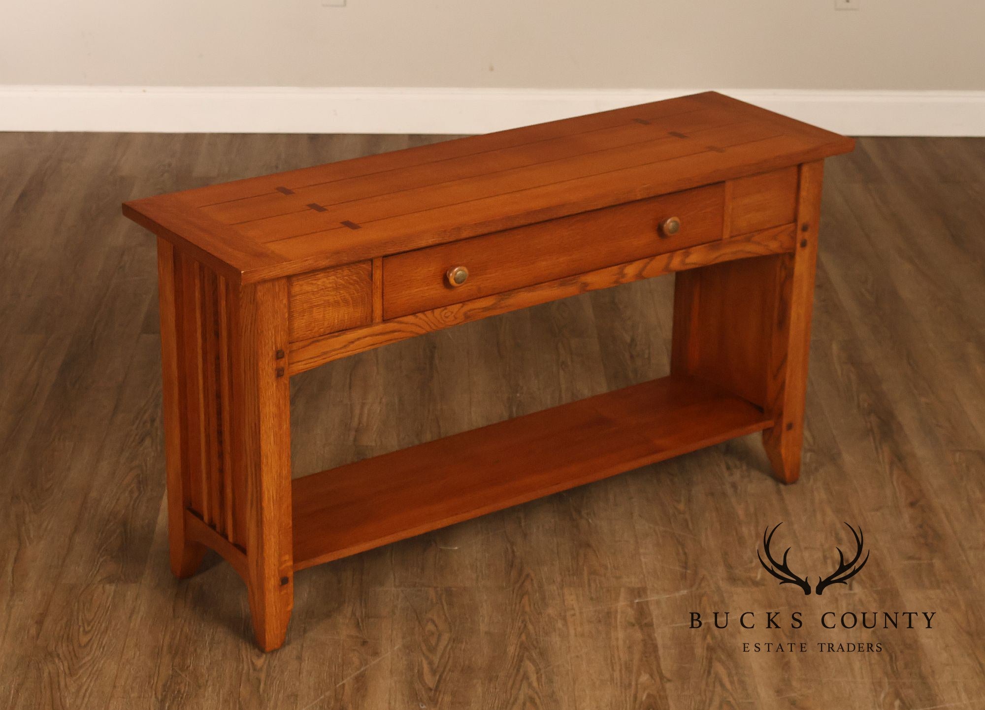 Thomasville Impressions Mission Style Oak Sofa Console Table