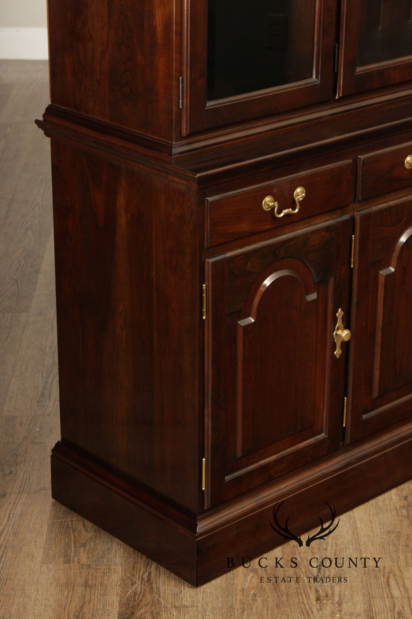 Stickley Traditional Style Cherry Lighted China Cabinet Hutch