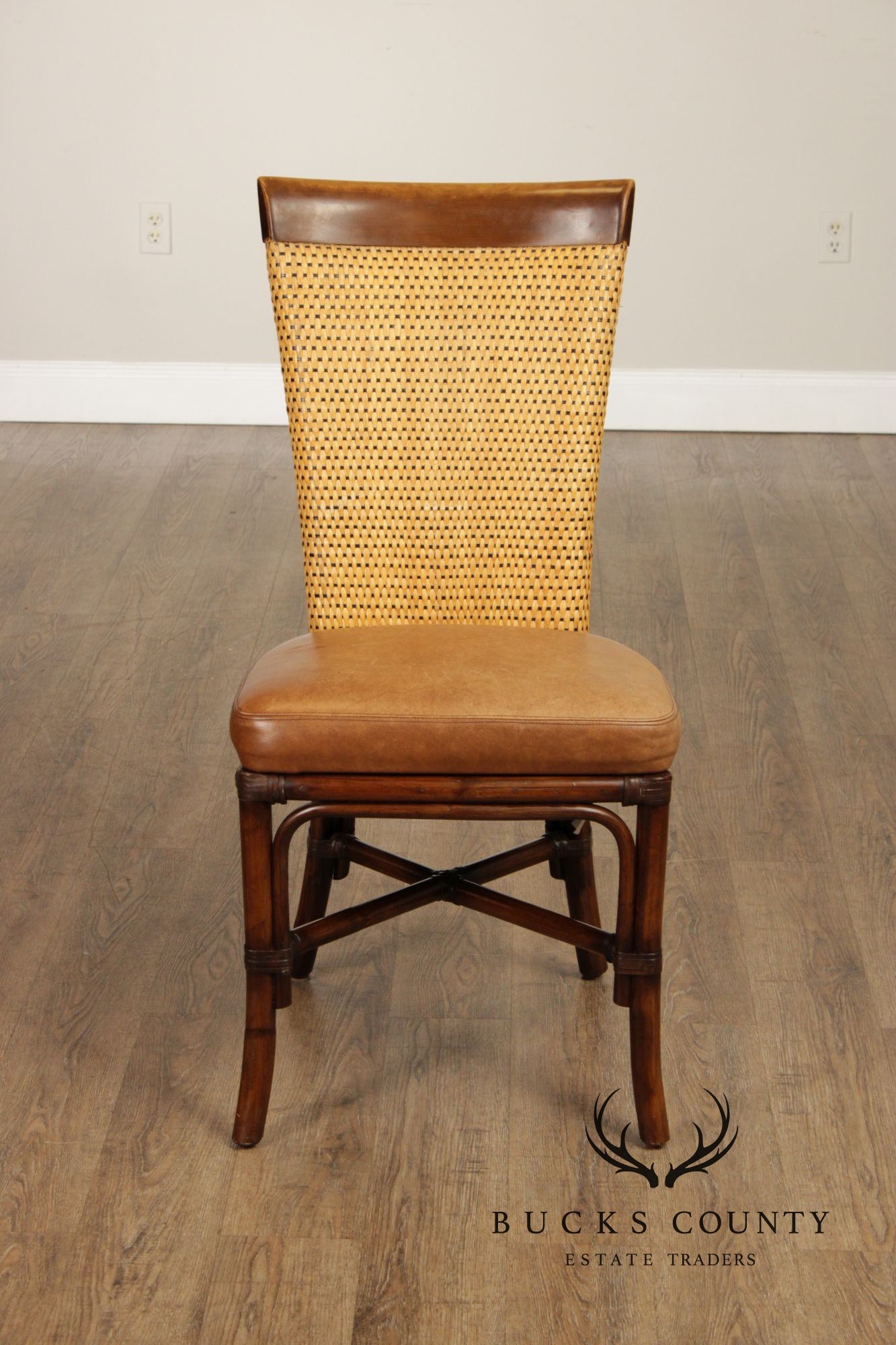 Palecek British Colonial Style Bamboo and Rattan Side Chair