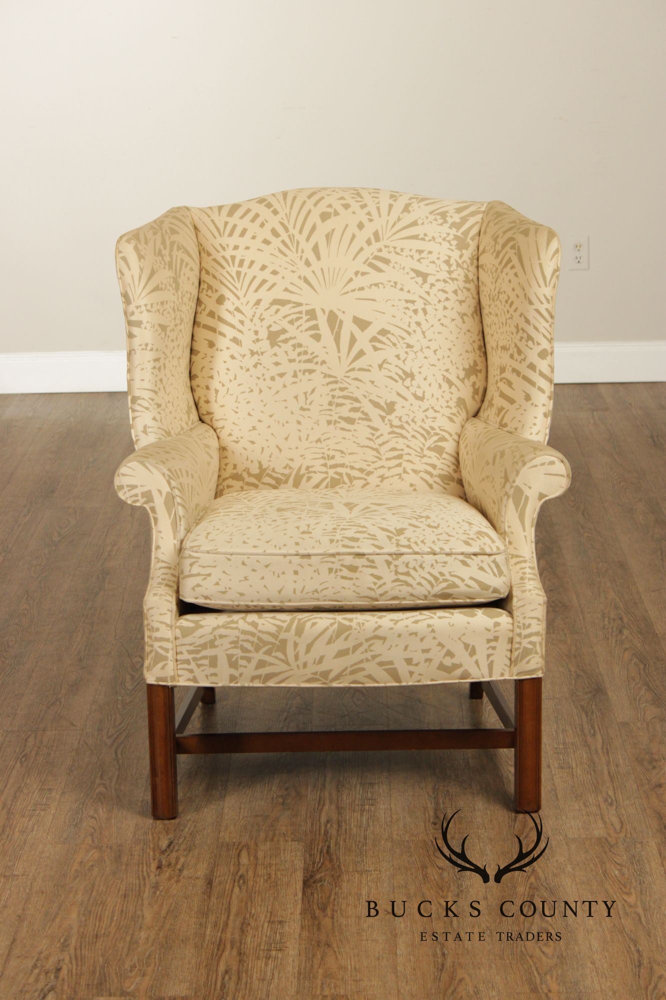 Drexel Chippendale Style Pair of Wingback Armchairs