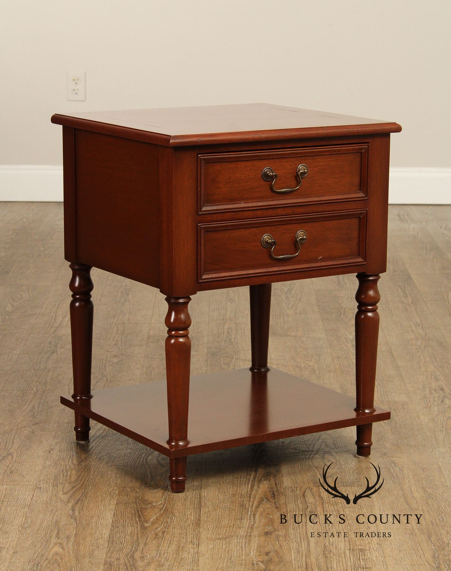 Traditional Style Two Drawer Mahogany Nightstand