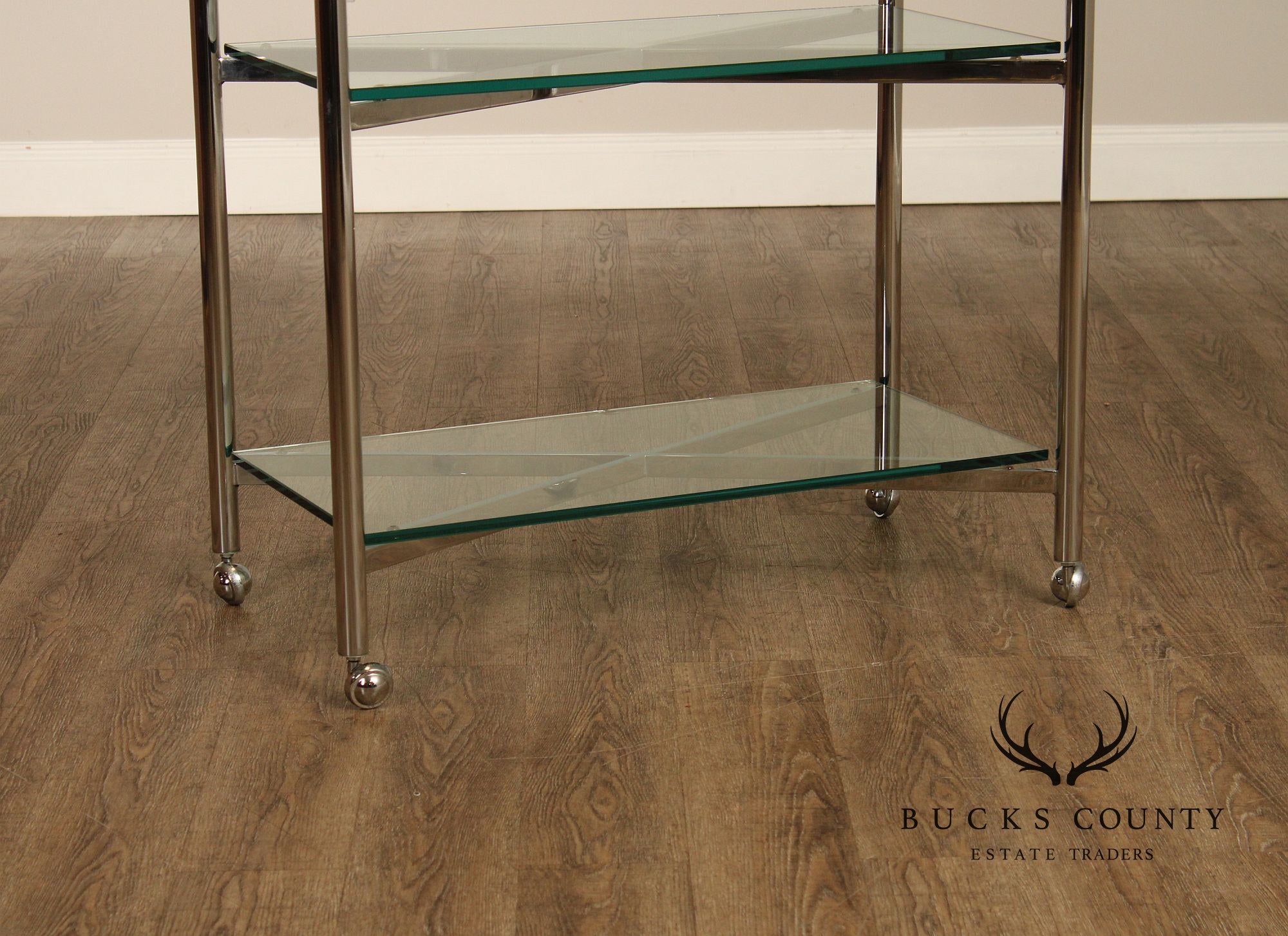 Mid Century Modern Style Chrome & Glass Cart