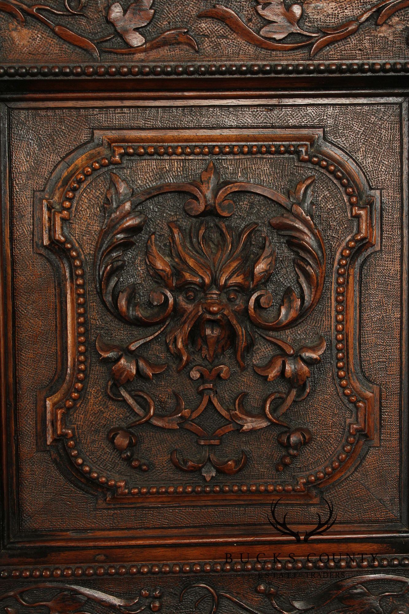 Antique French Renaissance Revival Finely Carved Walnut Cabinet