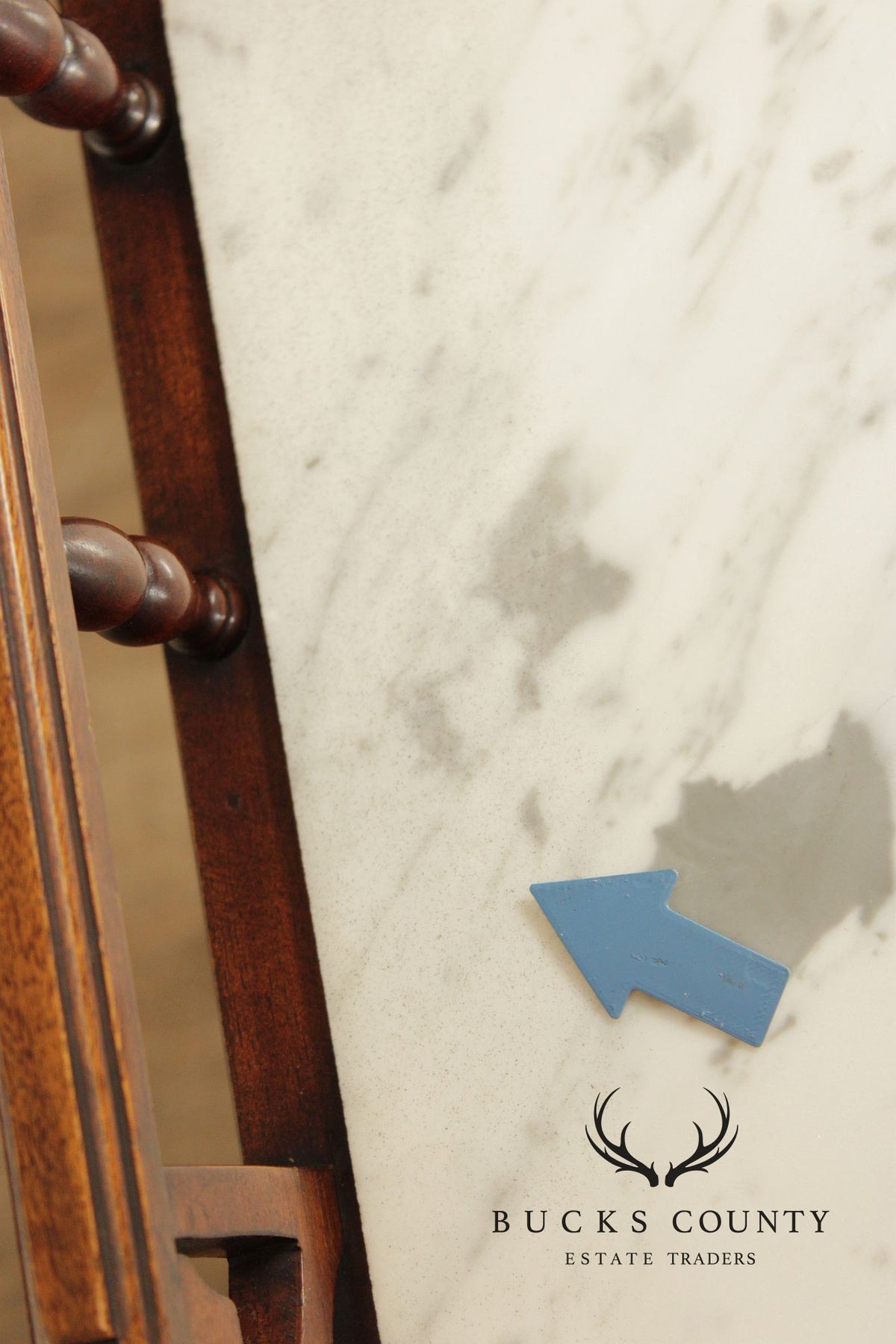 Vintage Hepplewhite Style Mahogany Marble Top Console Server Table