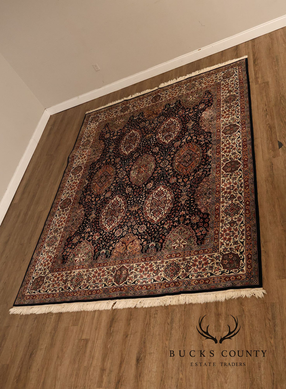 Hand Knotted Persian Style Area Rug With Medallion And Floral Motif