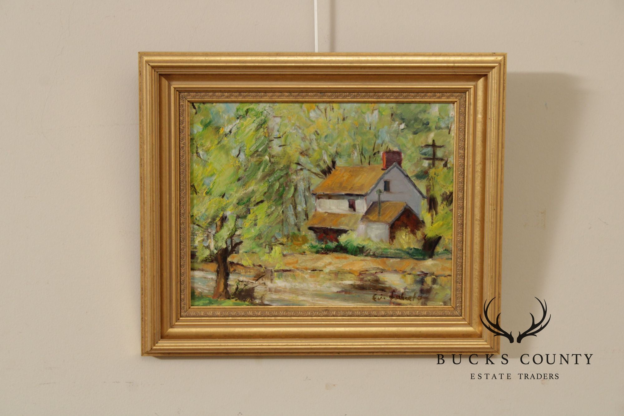 Evelyn Faherty Impressionist Style Oil Painting, 'Canal At Washington's Crossing'