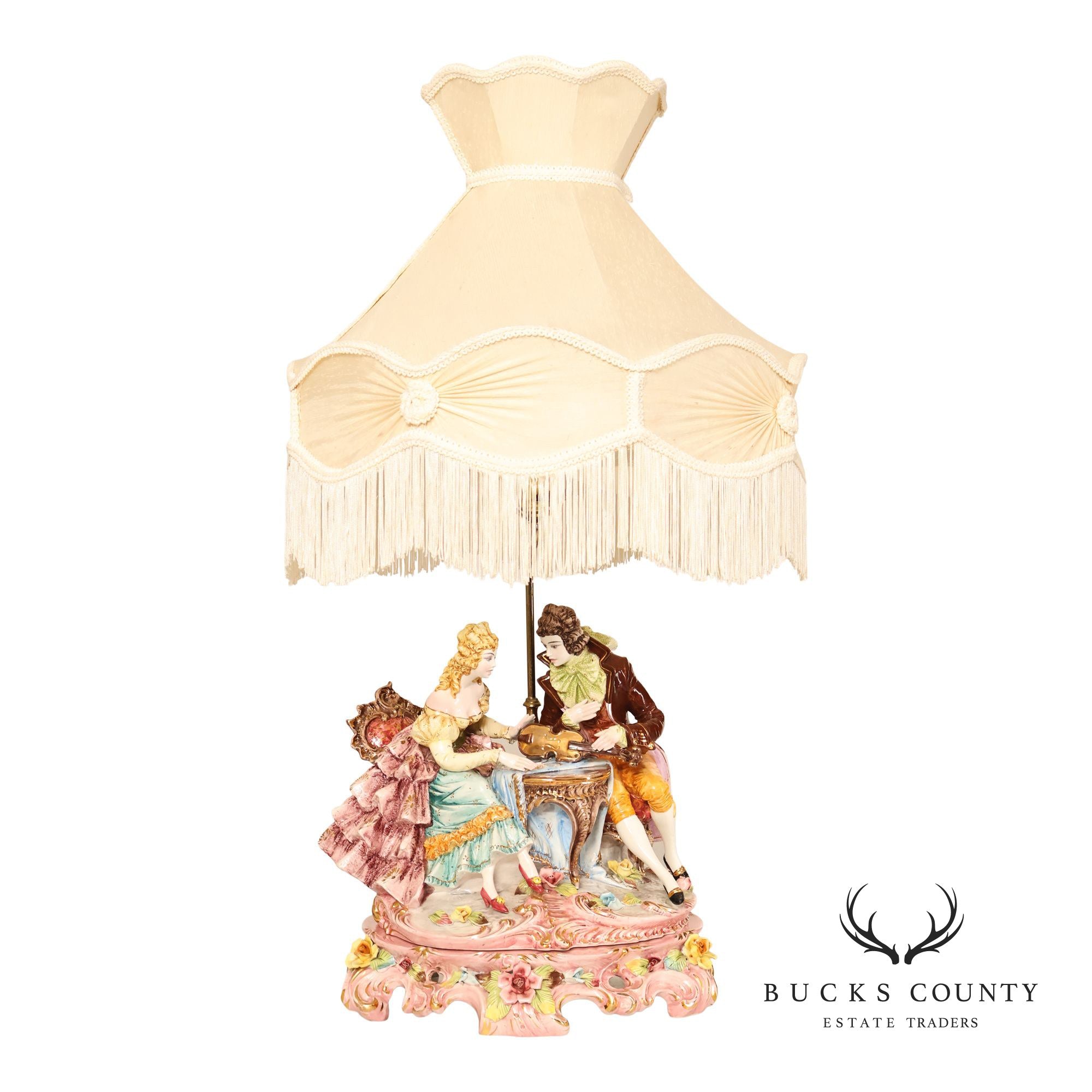 Italian Hand Painted Capodimonte Porcelain Table Lamp