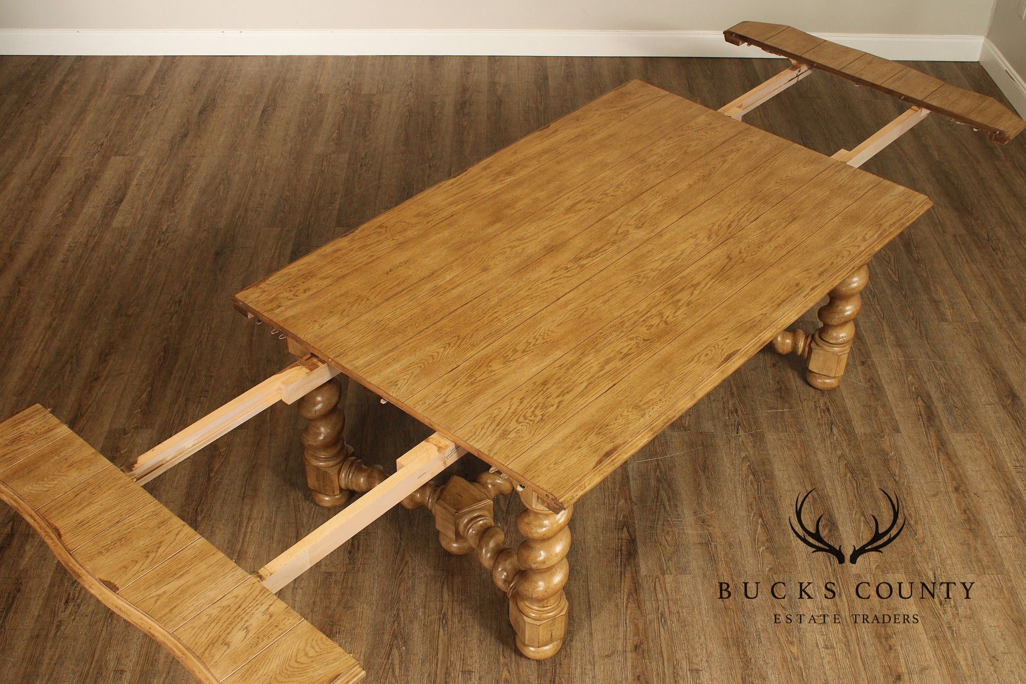 Bernhardt Spanish Revival Style Oak Extension Dining Table