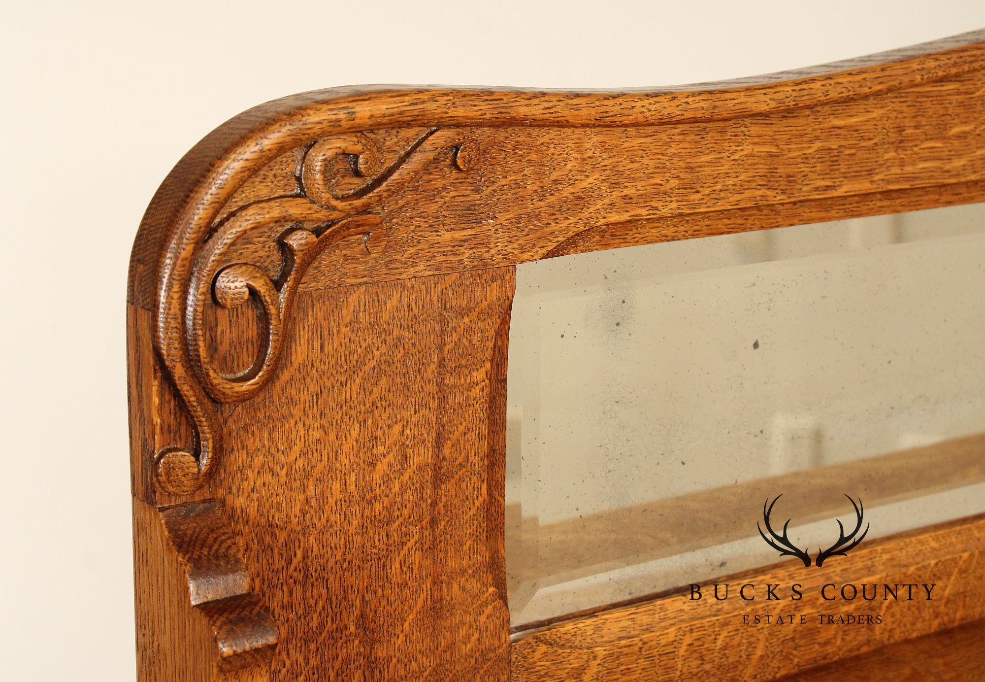 Antique Victorian Golden Oak Sideboard With Mirrored Back