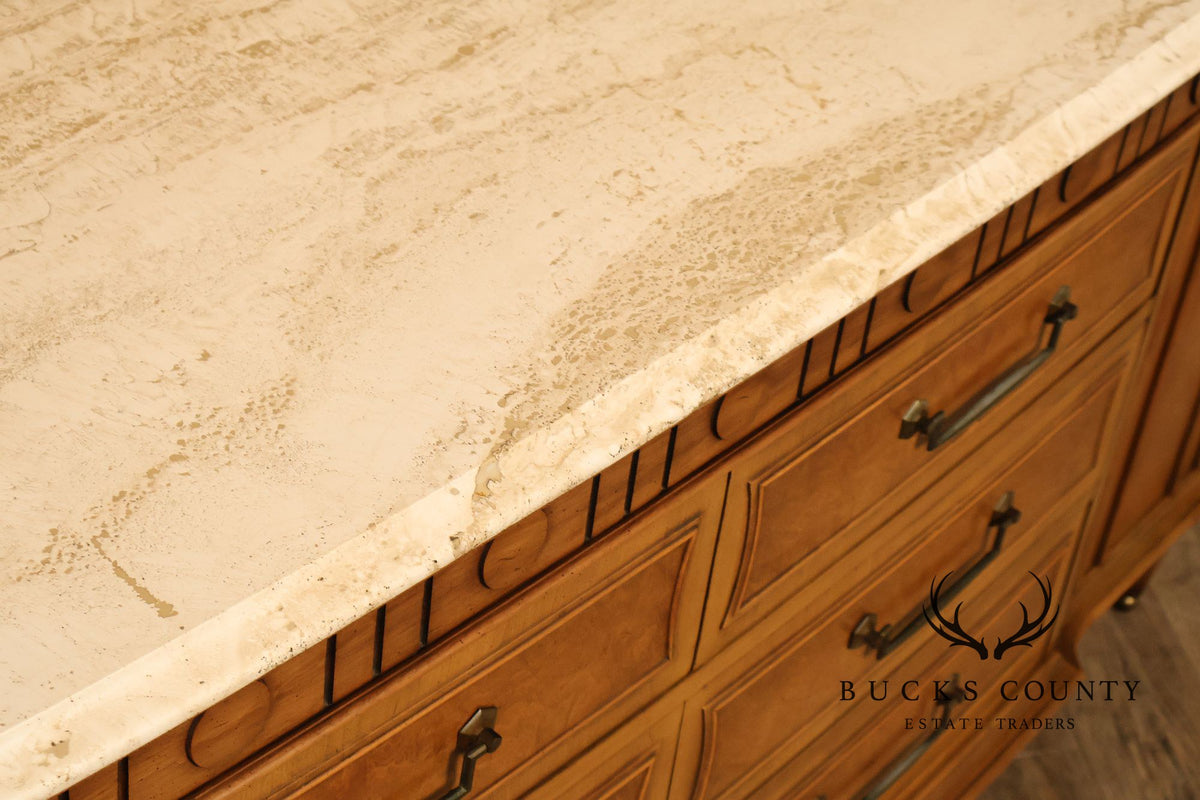 Italian Neoclassical Style Travertine Top Chest of Drawers
