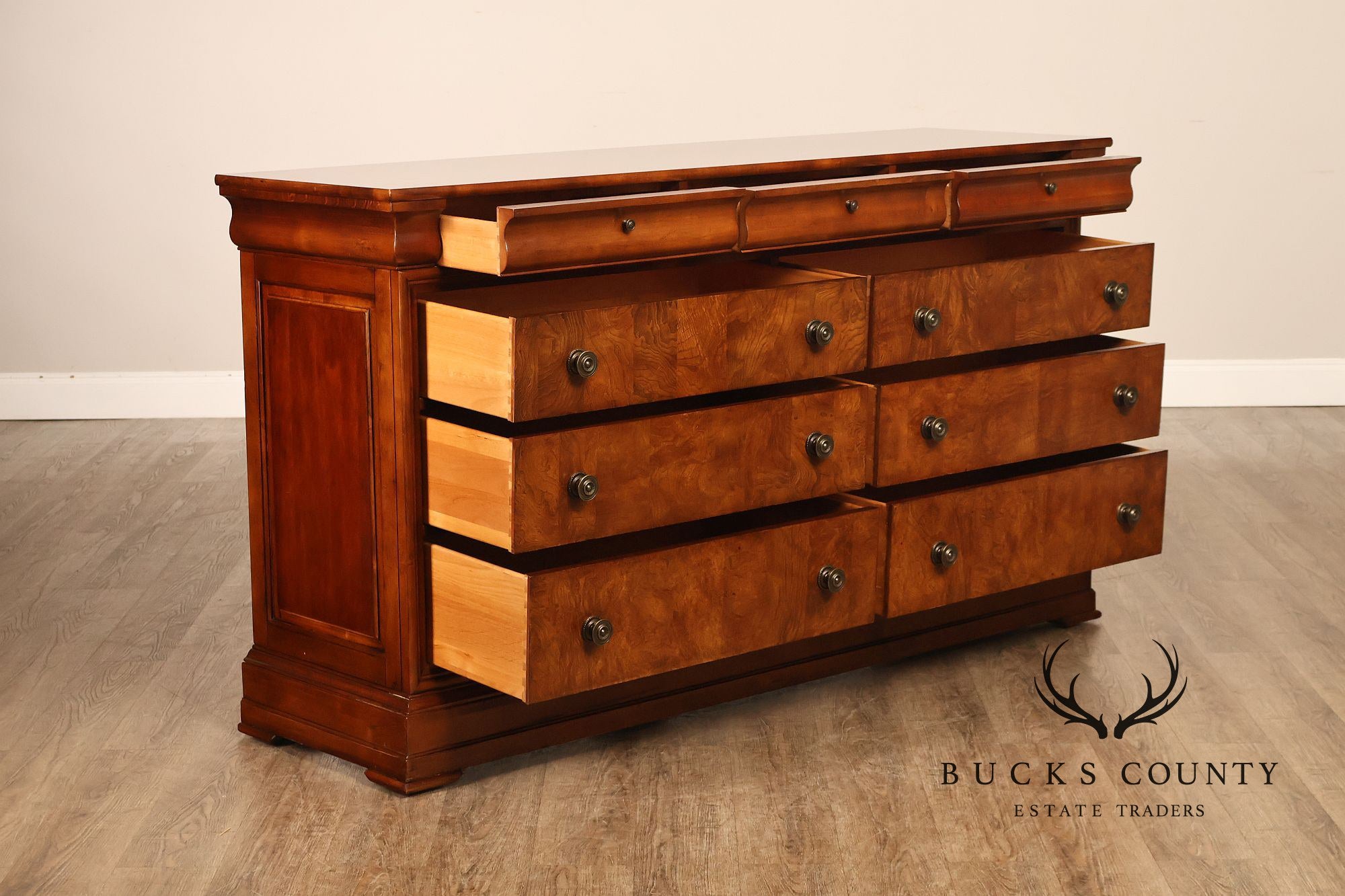 Ethan Allen 'Townhouse' Burlwood Double Dresser