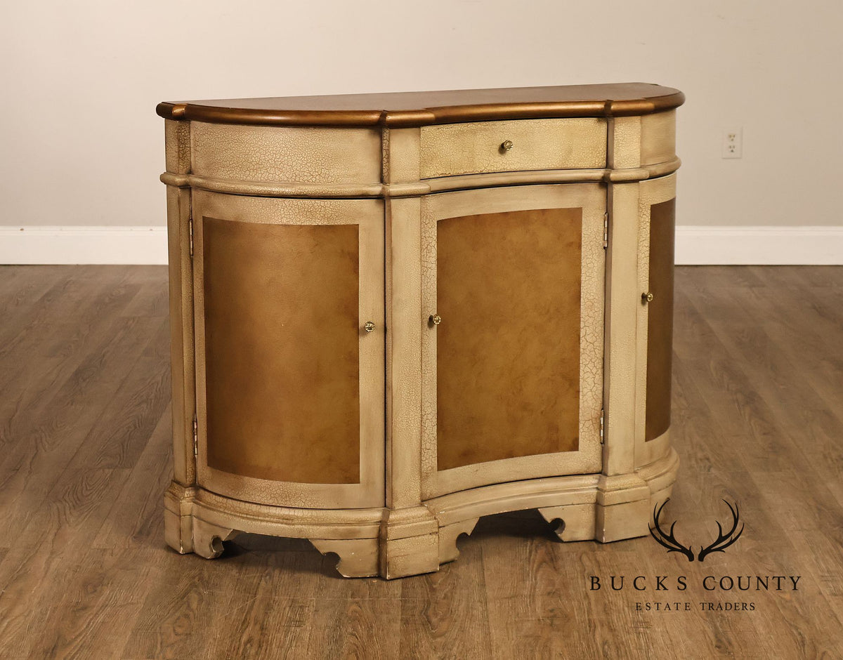 Painted Demilune Three Door Sideboard Cabinet