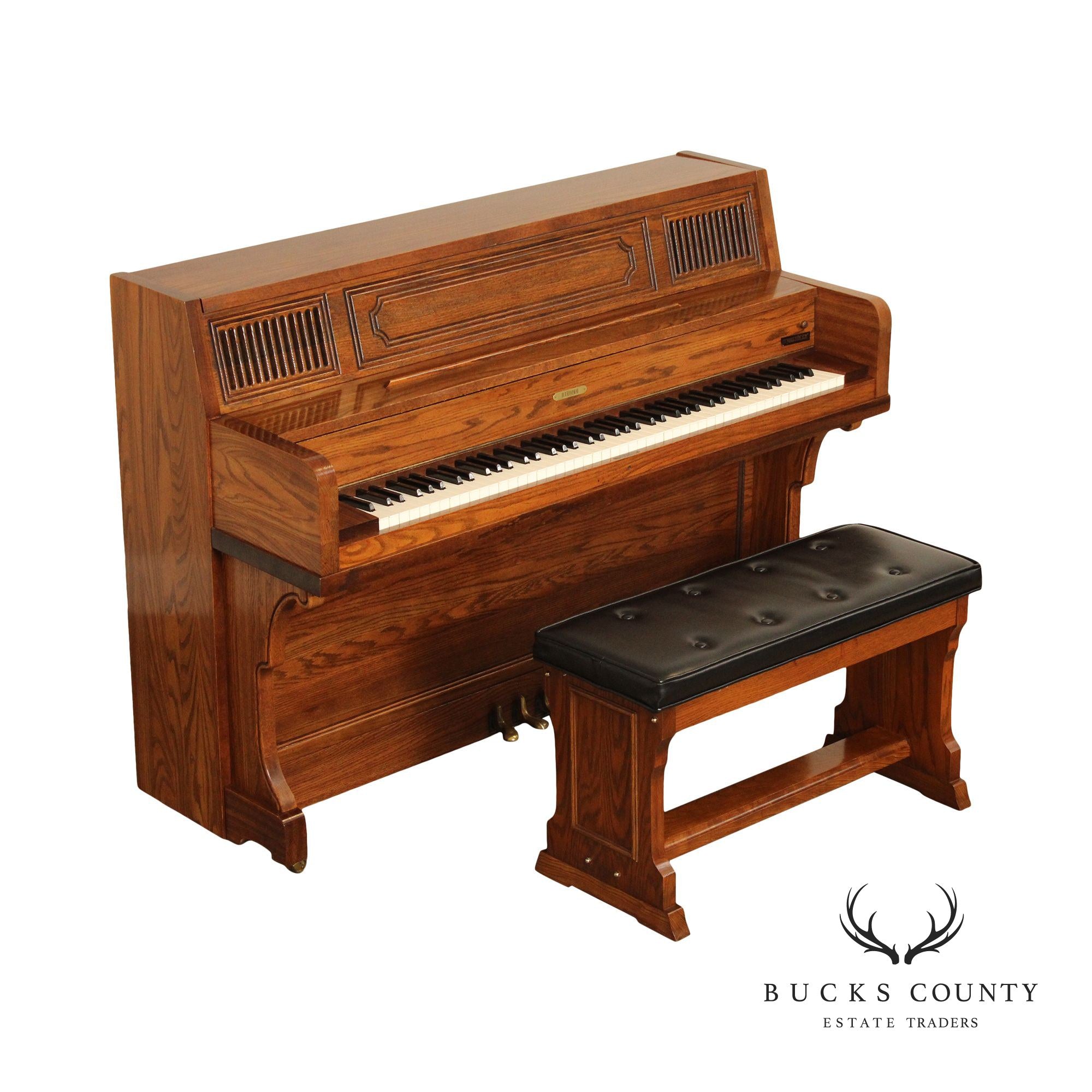 Rudolf Conservatory Oak Upright Piano With Marantz Pianocorder And Bench