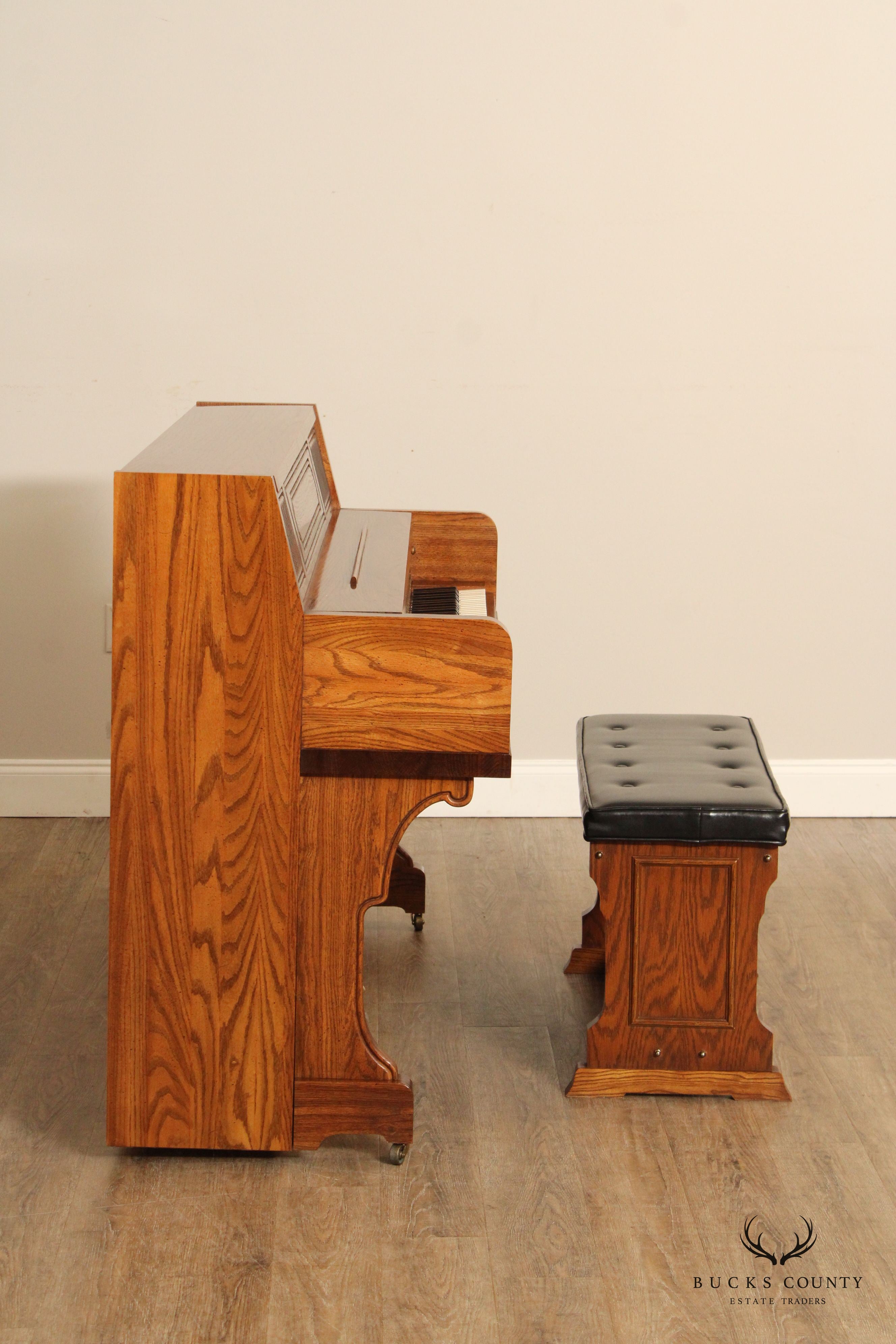 Rudolf Conservatory Oak Upright Piano With Marantz Pianocorder And Bench