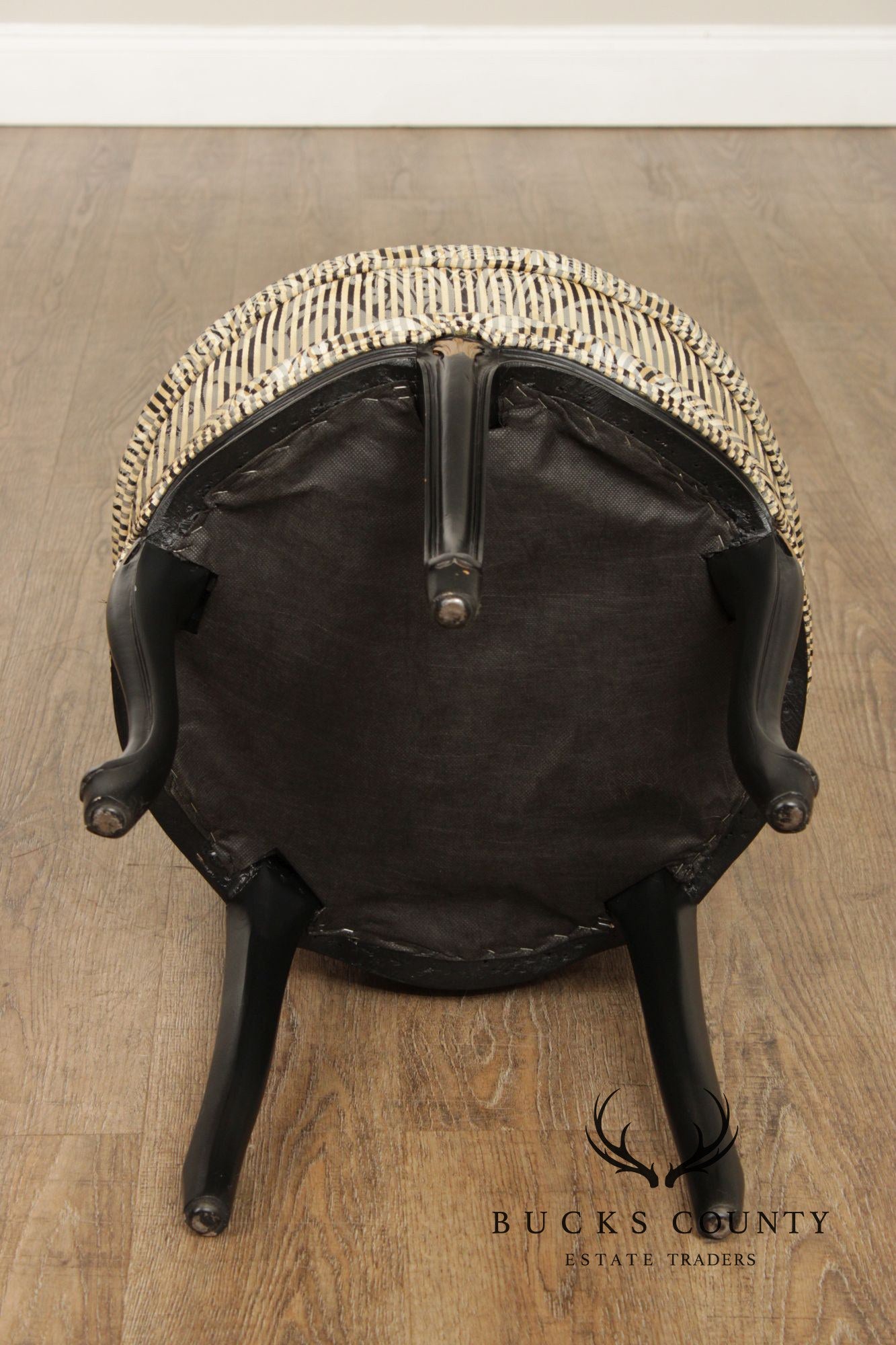 Italian Rococo Style Pair of Ebonized and Partial Gilt Side Chairs