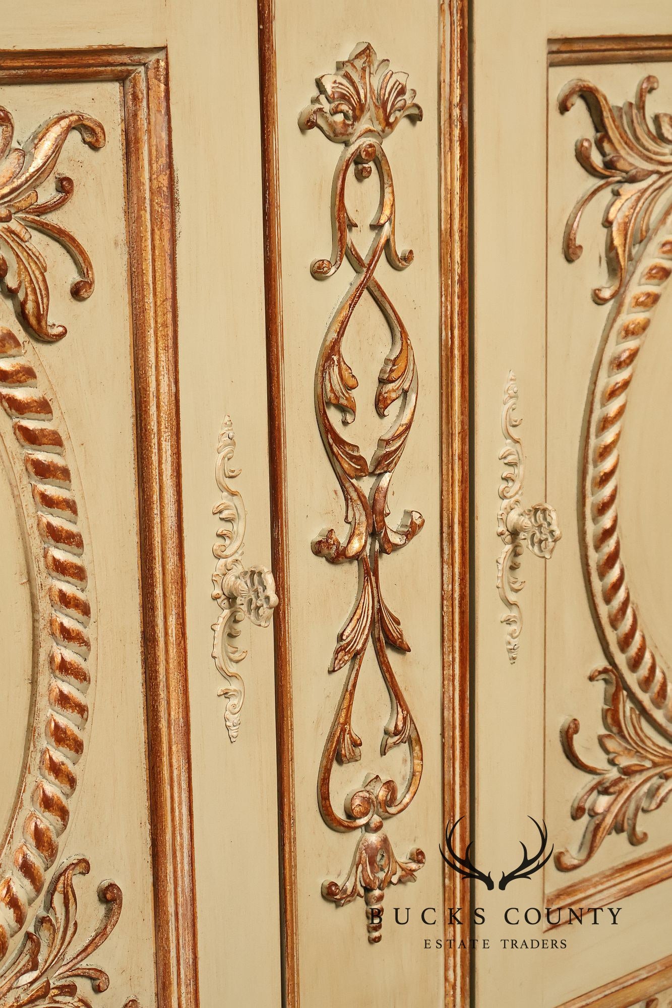 French Rococo Style Painted Sideboard Buffet Cabinet
