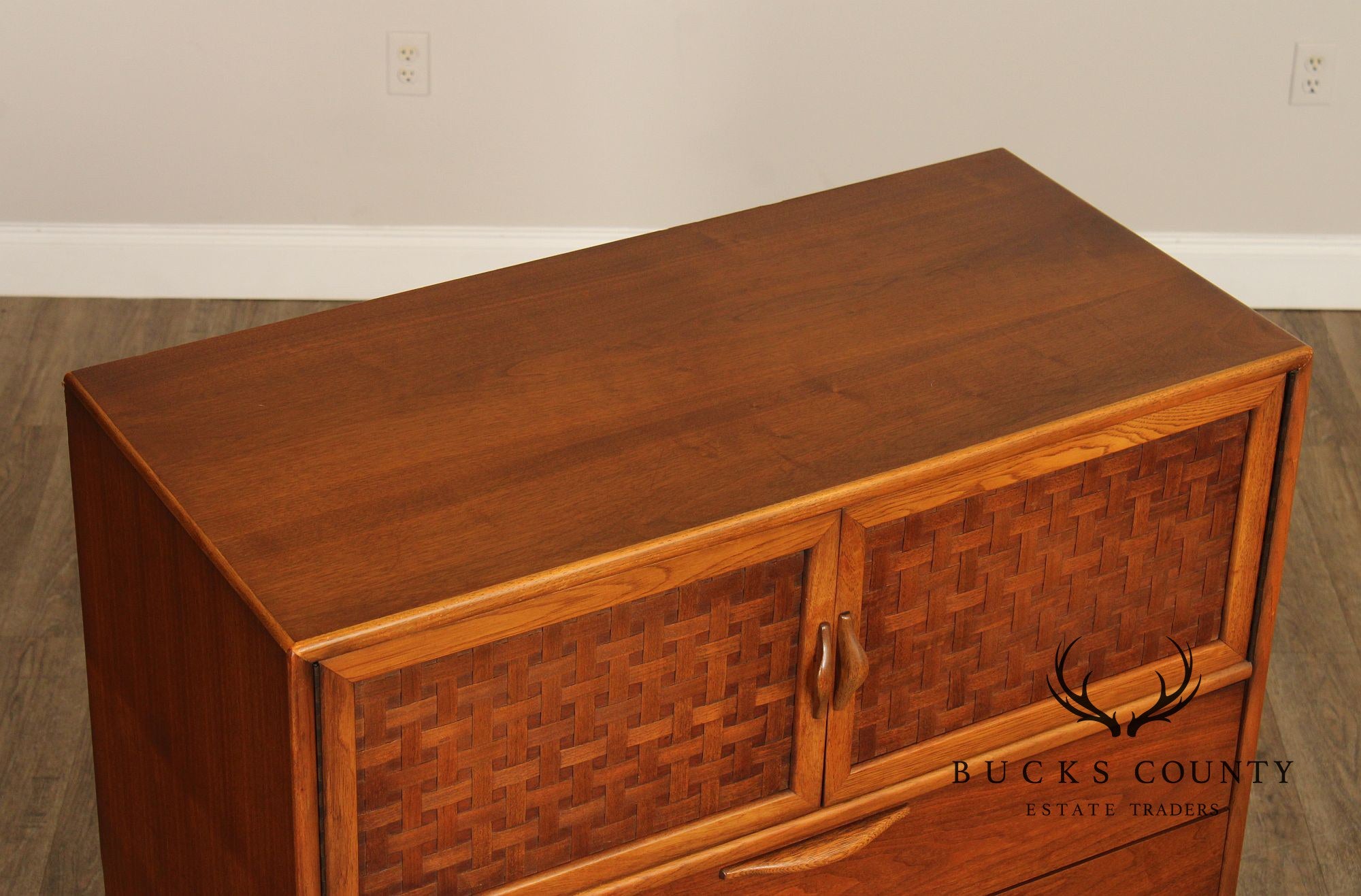 Lane Mid-Century Modern Walnut High Chest With Doors