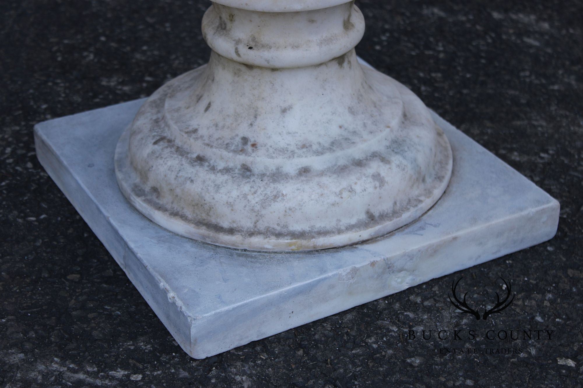 Vintage Pair Of Carved Marble Garden Urns