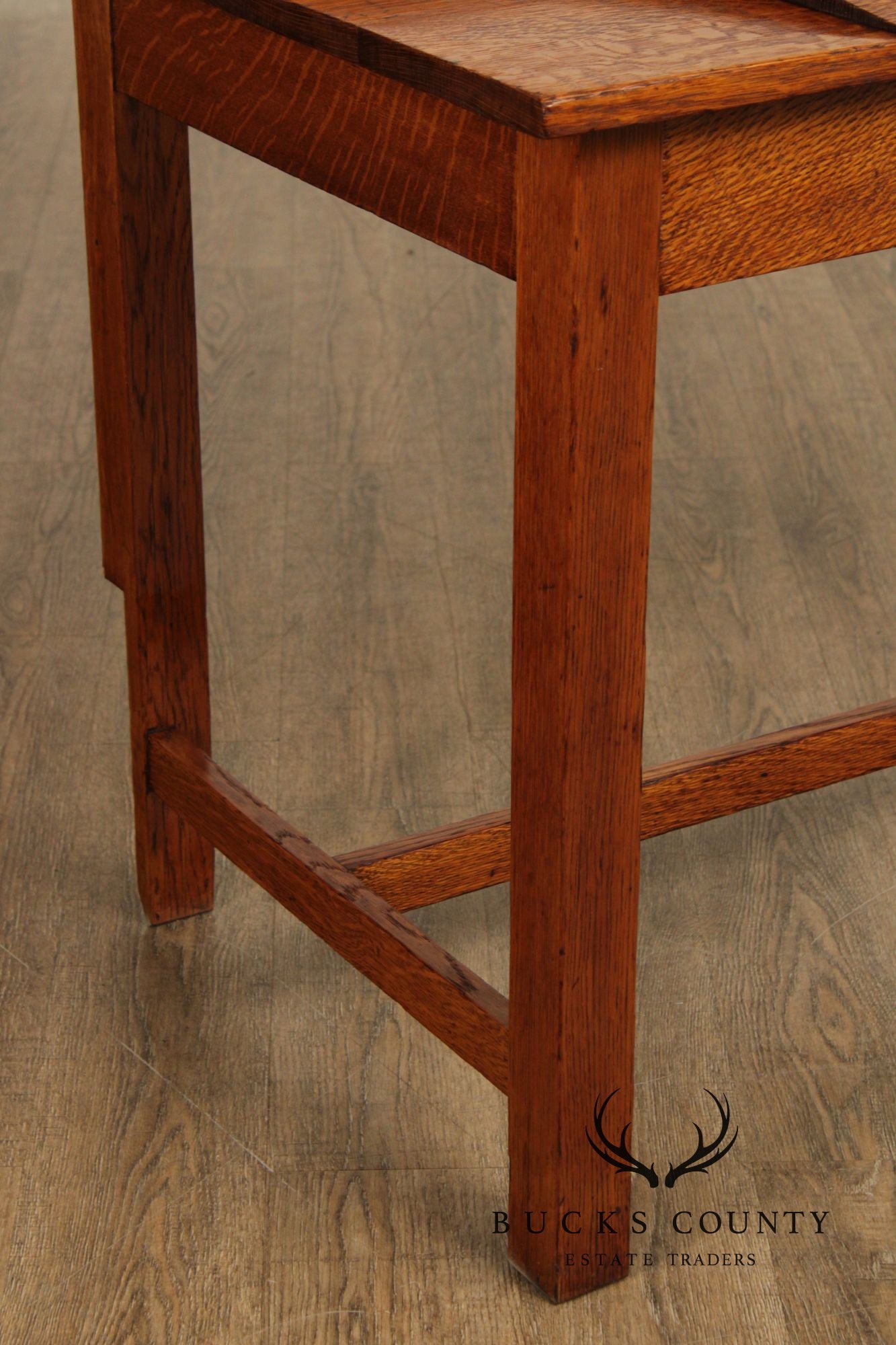 Antique Mission Oak Writing Desk With Bookcase Top