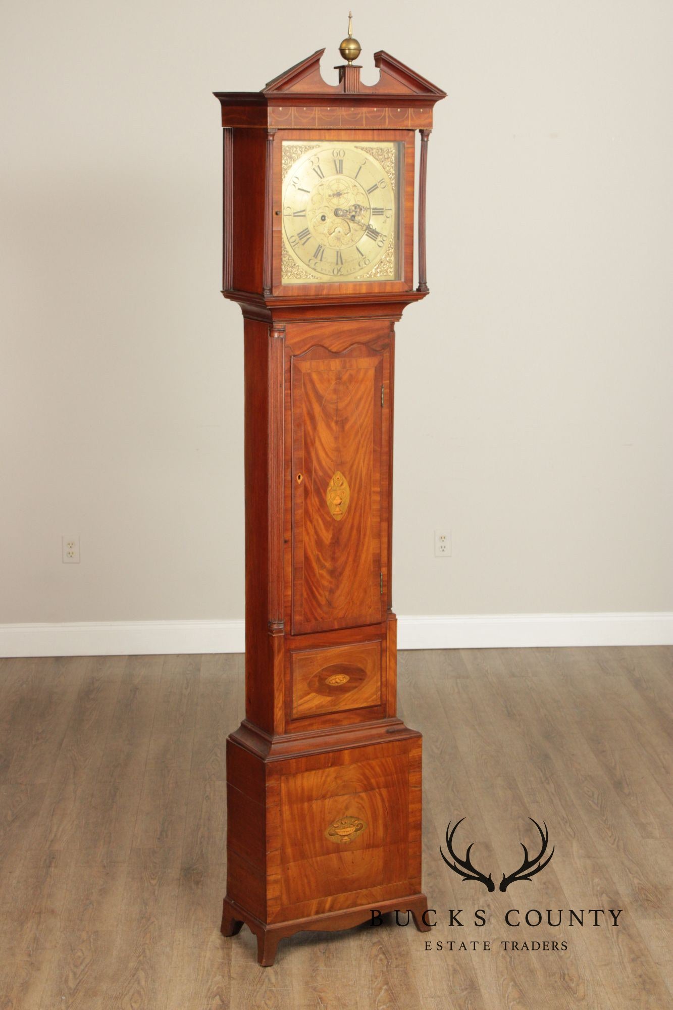Eliazer Warren Antique Irish Georgian Mahogany Longcase Grandfathers Clock