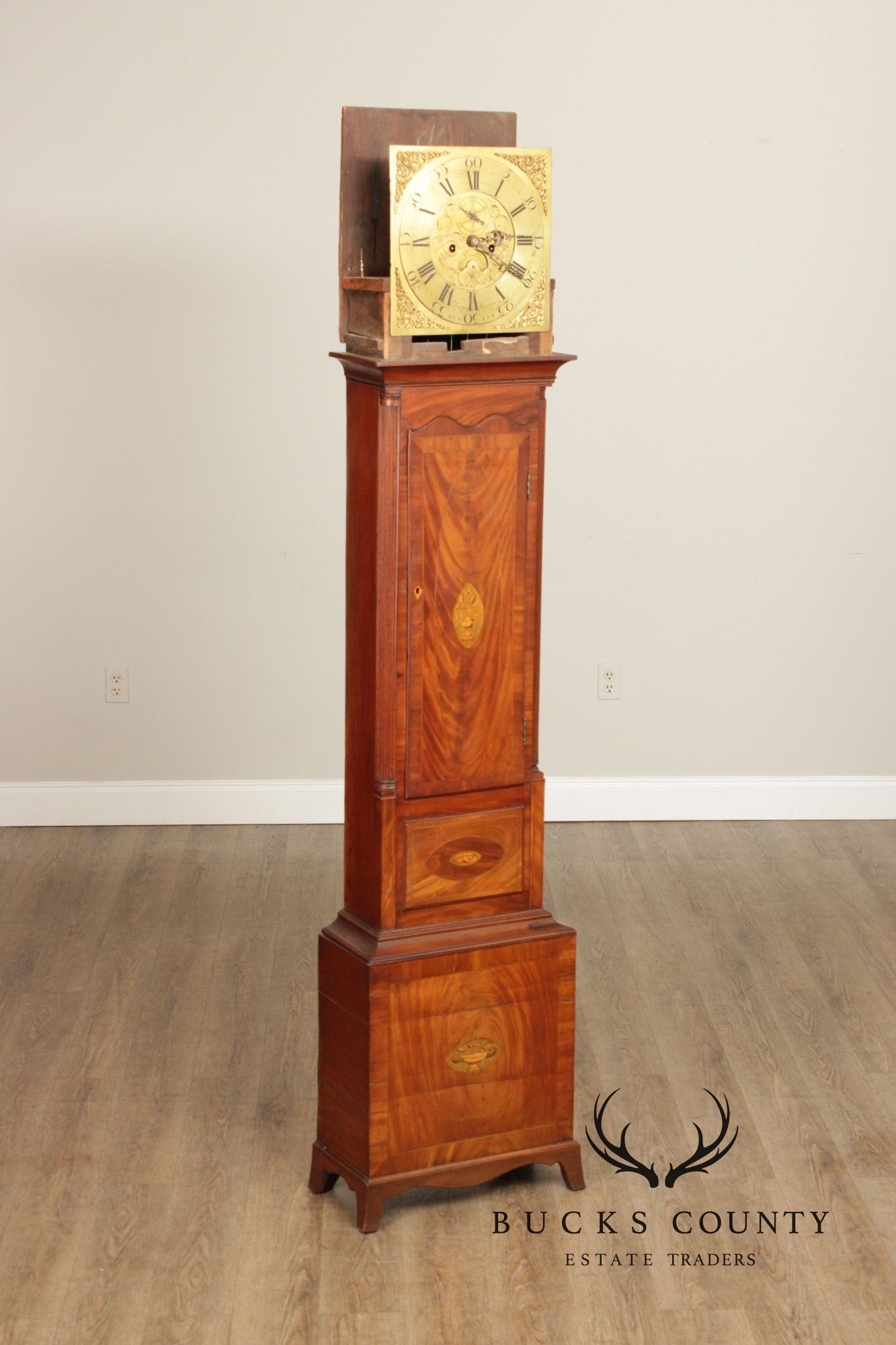Eliazer Warren Antique Irish Georgian Mahogany Longcase Grandfathers Clock