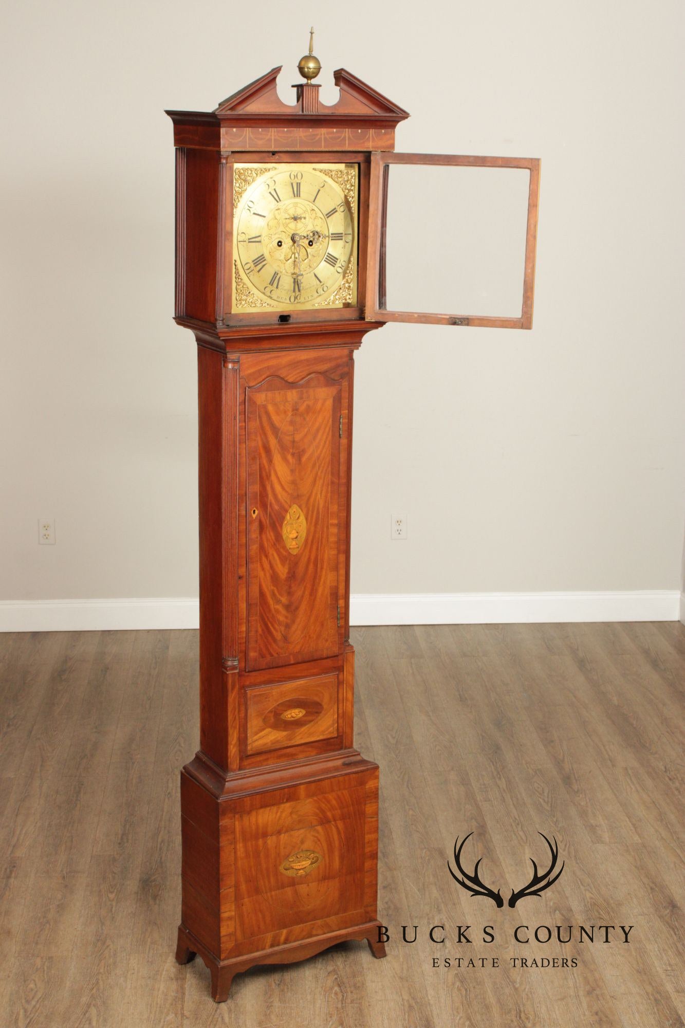 Eliazer Warren Antique Irish Georgian Mahogany Longcase Grandfathers Clock