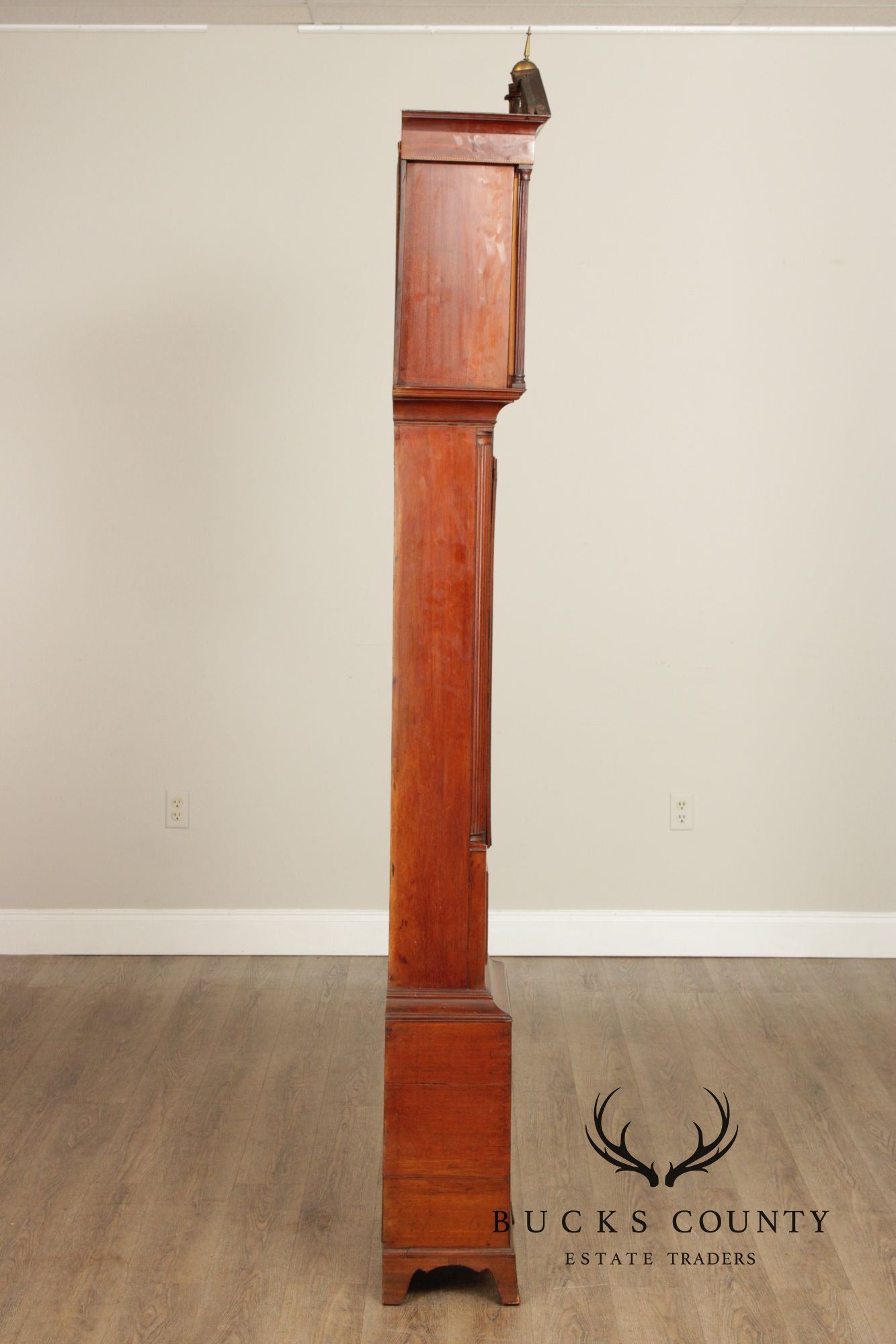 Eliazer Warren Antique Irish Georgian Mahogany Longcase Grandfathers Clock