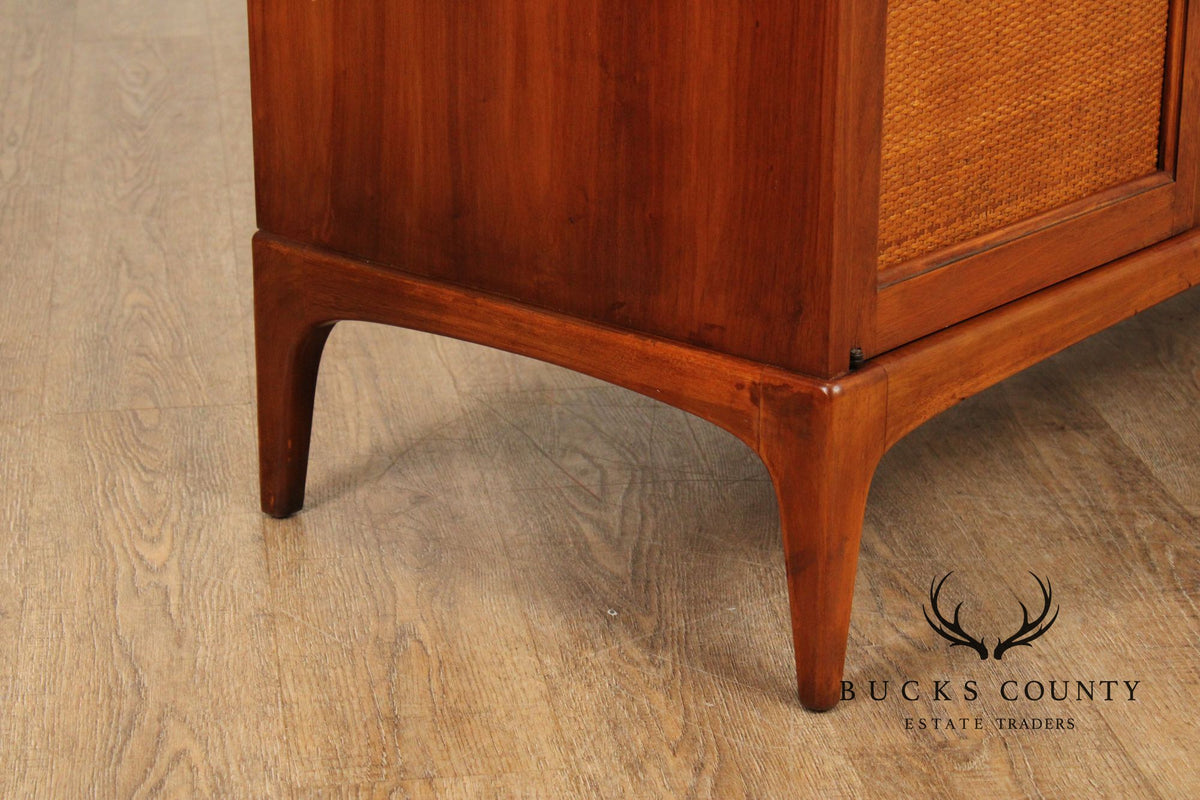 Lane Rhythm Mid Century Modern Walnut Sideboard With Cane Doors